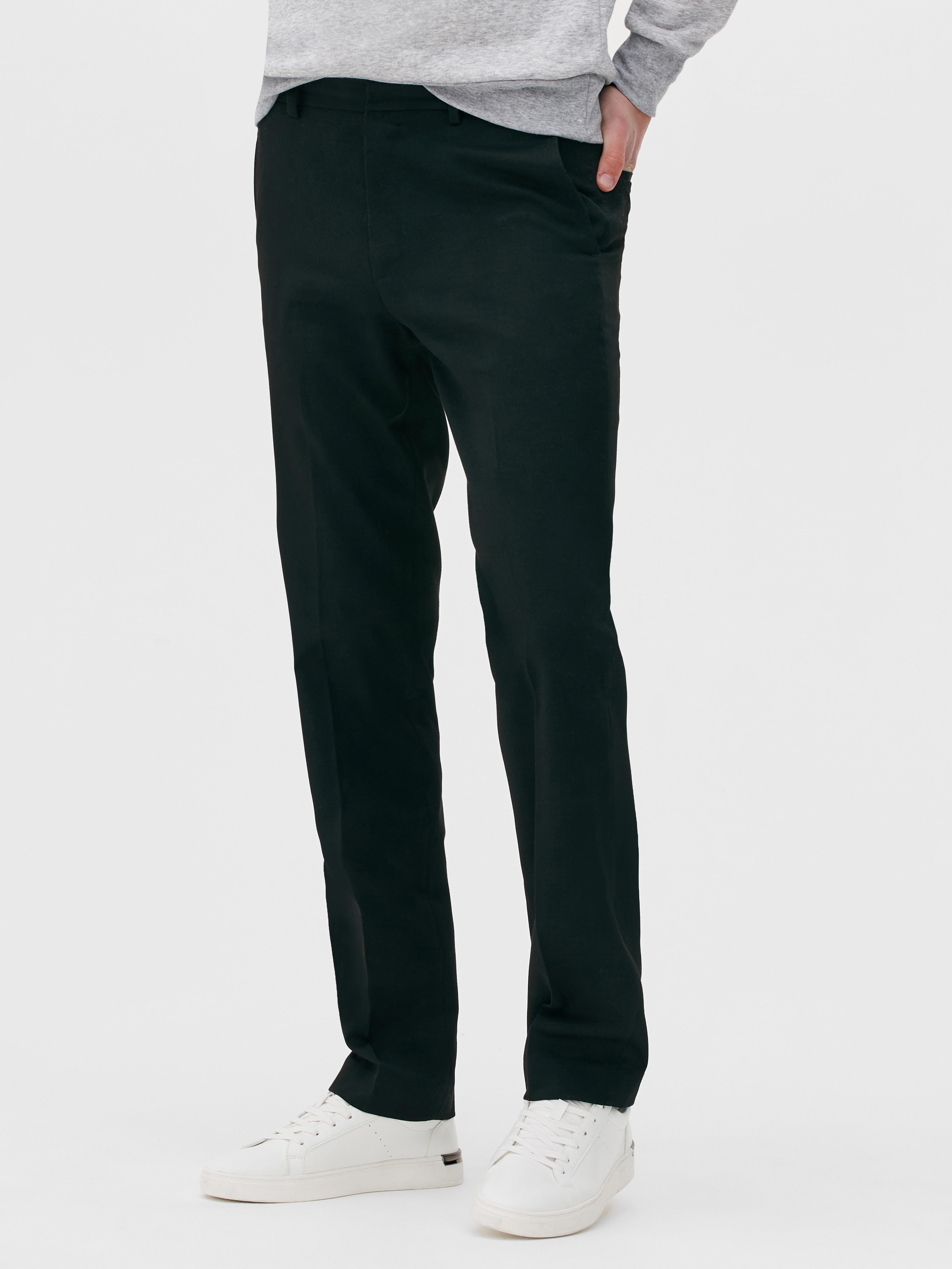Straight Leg Twill Pants - Black