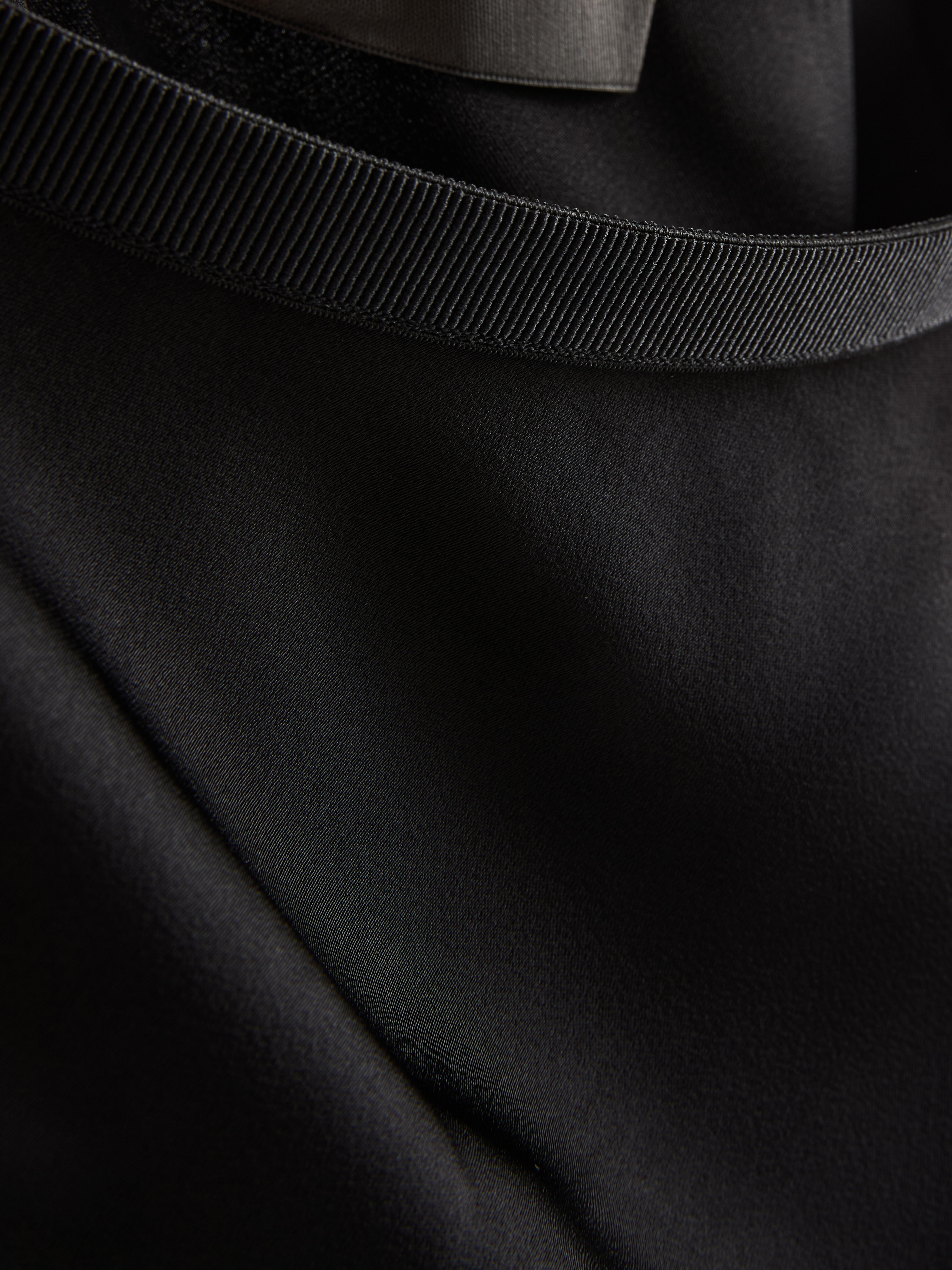 Satin Circle Midi Skirt - Black