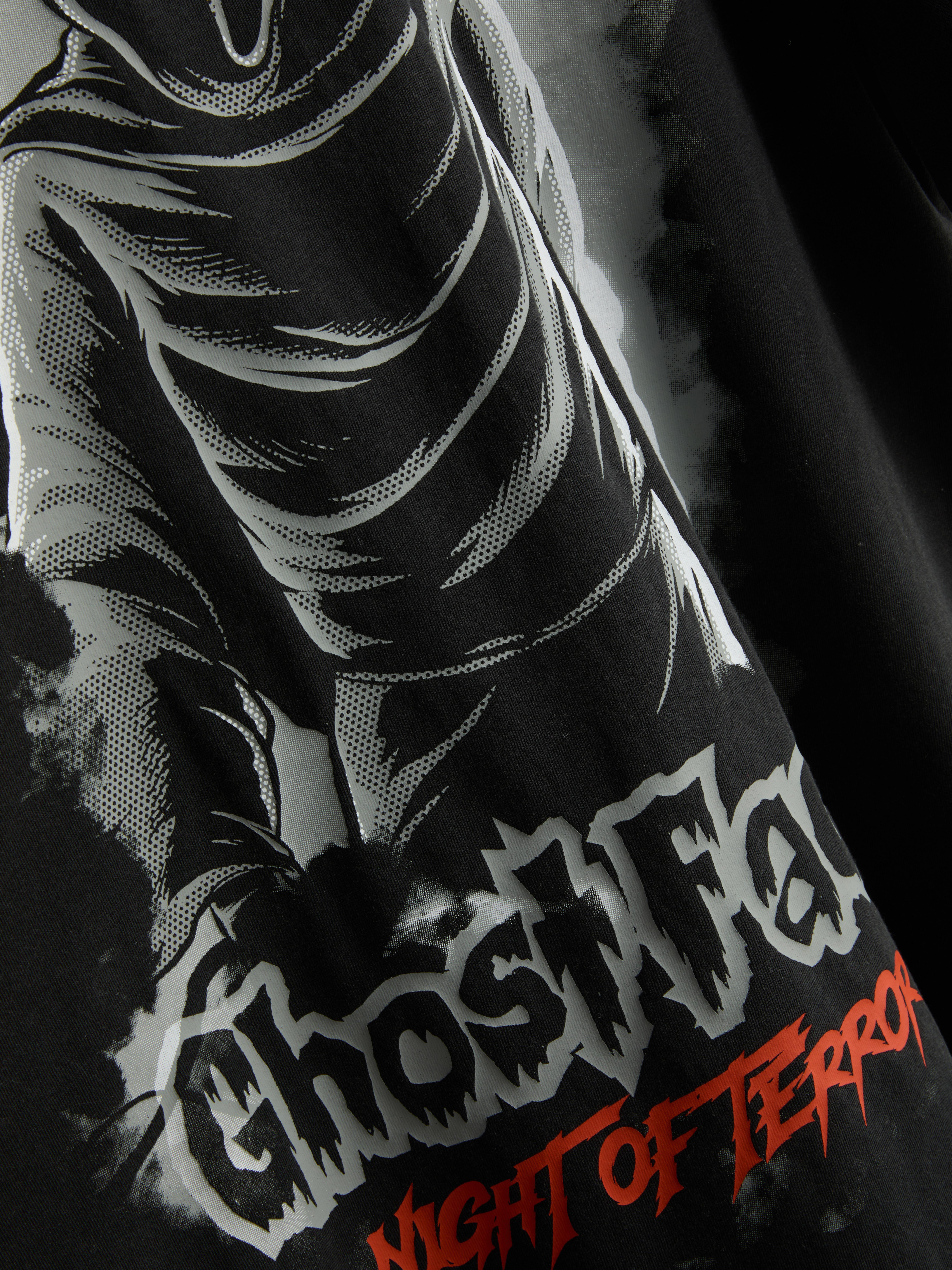 Scream Ghostface Cotton Graphic Oversized Tee - Black