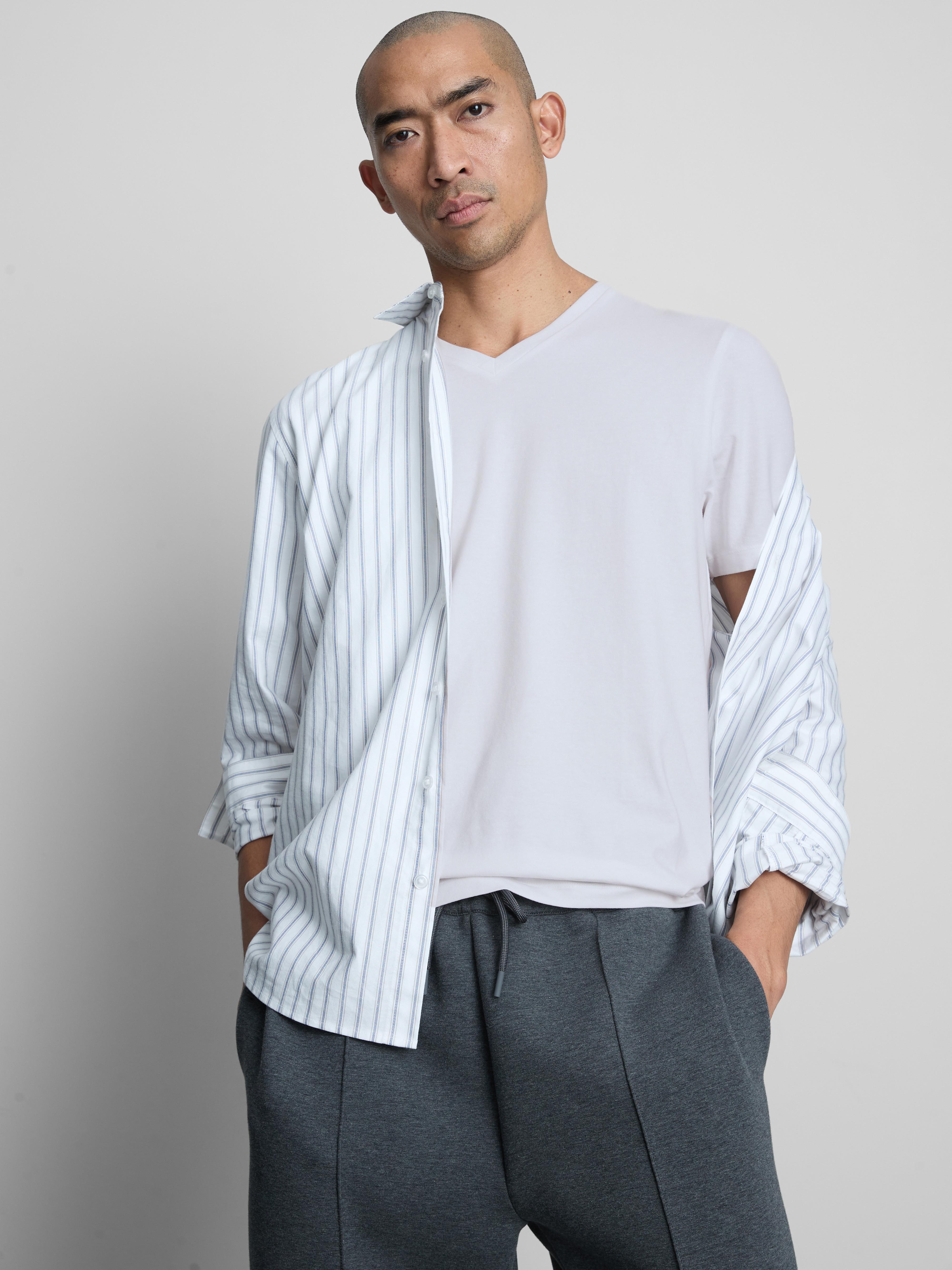 V-Neck Slim-Fit Stretch T-Shirt - White