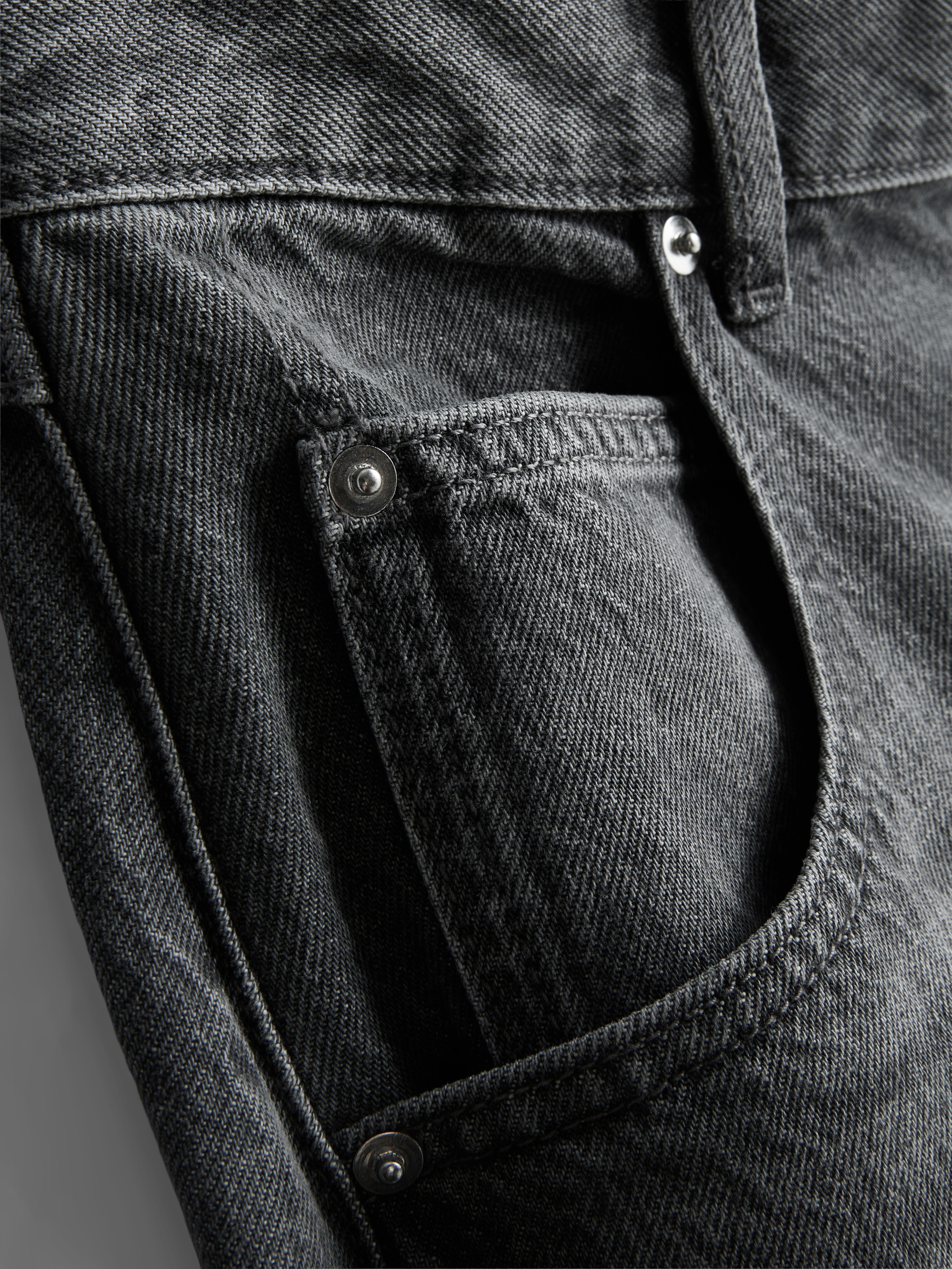 Cotton Denim Baggy Barrel Leg Jeans - Gray