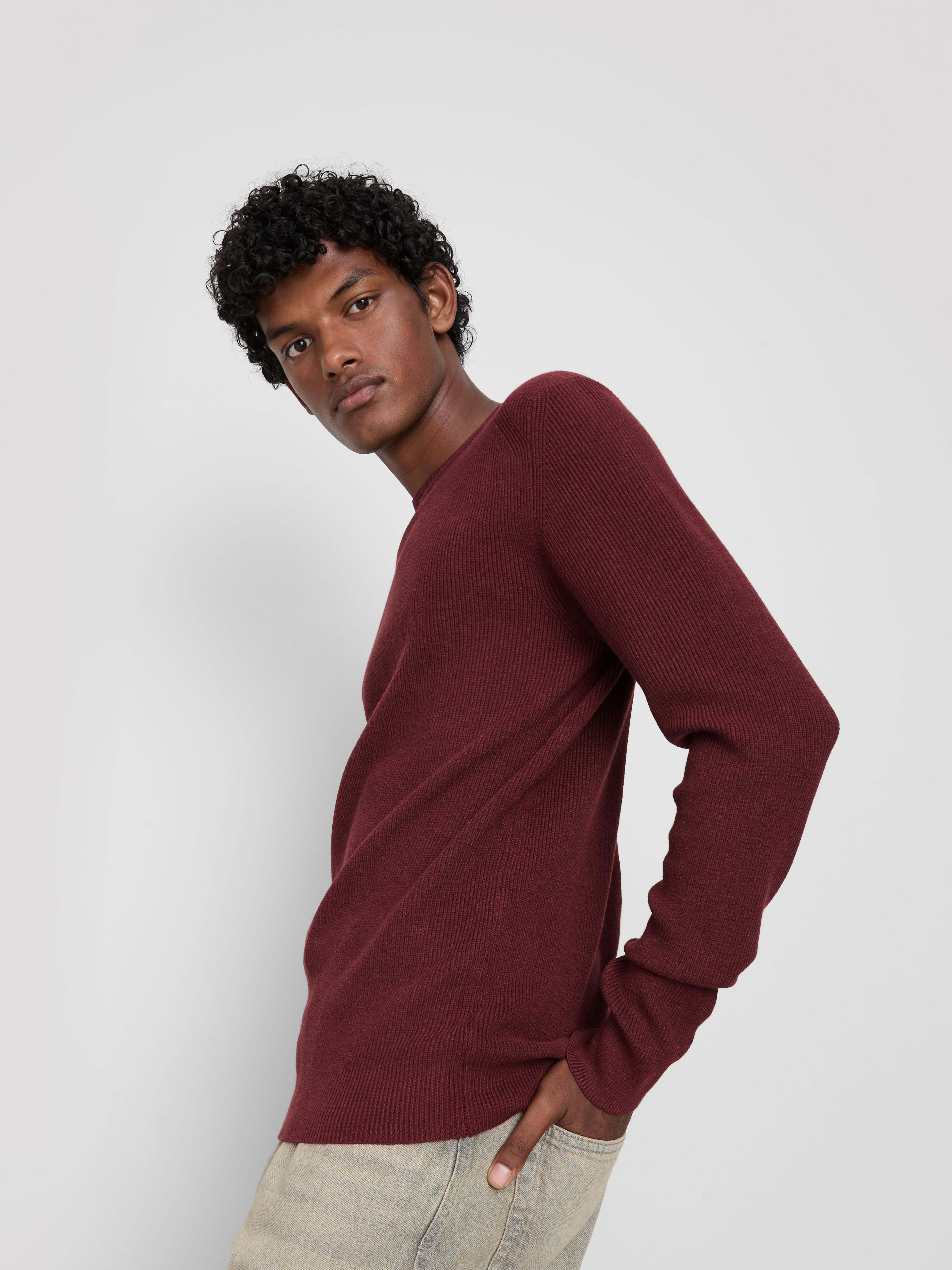 Ribbed Crewneck Sweater - Red