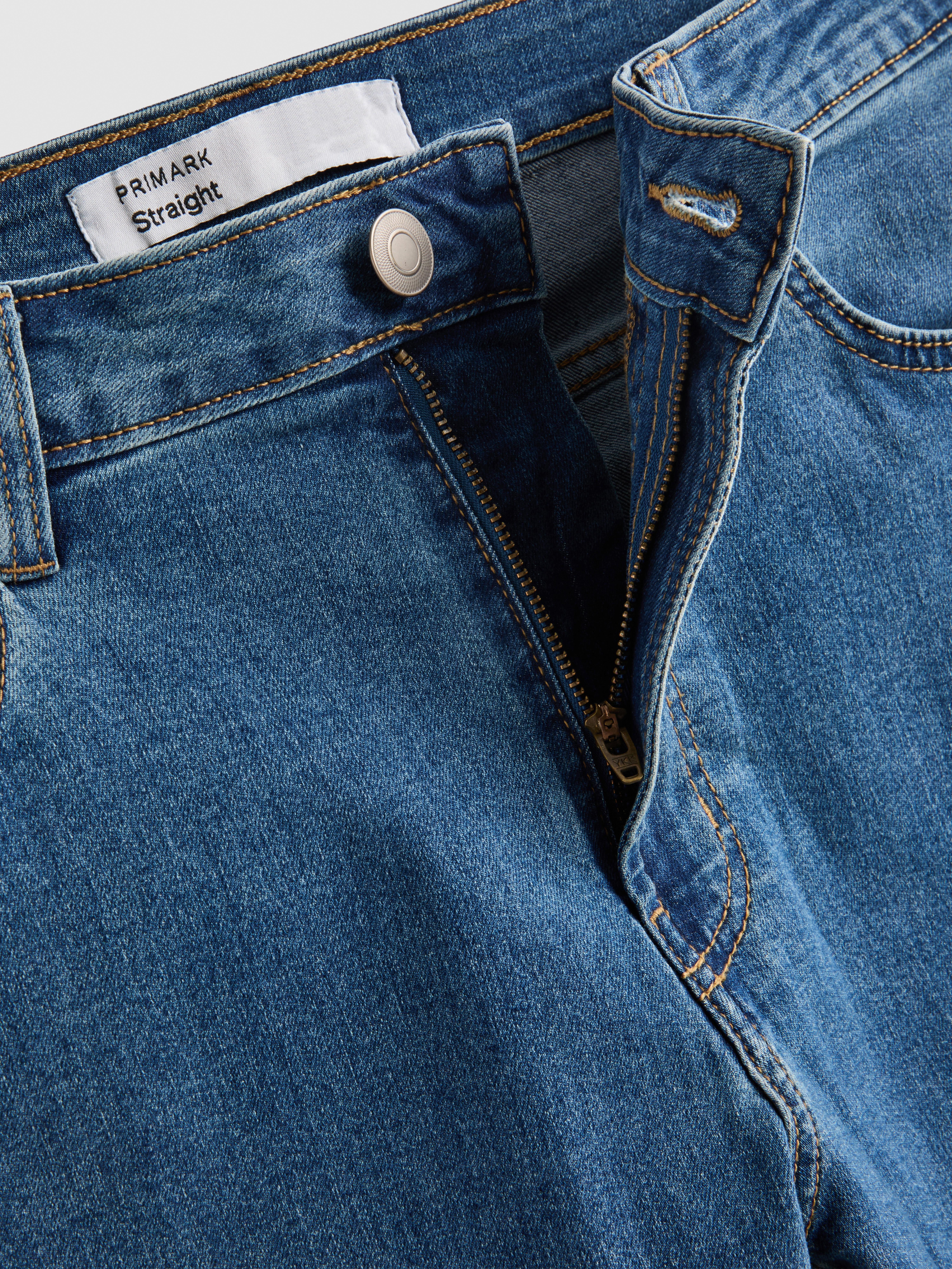 Mid Rise Straight Leg Jeans - Blue