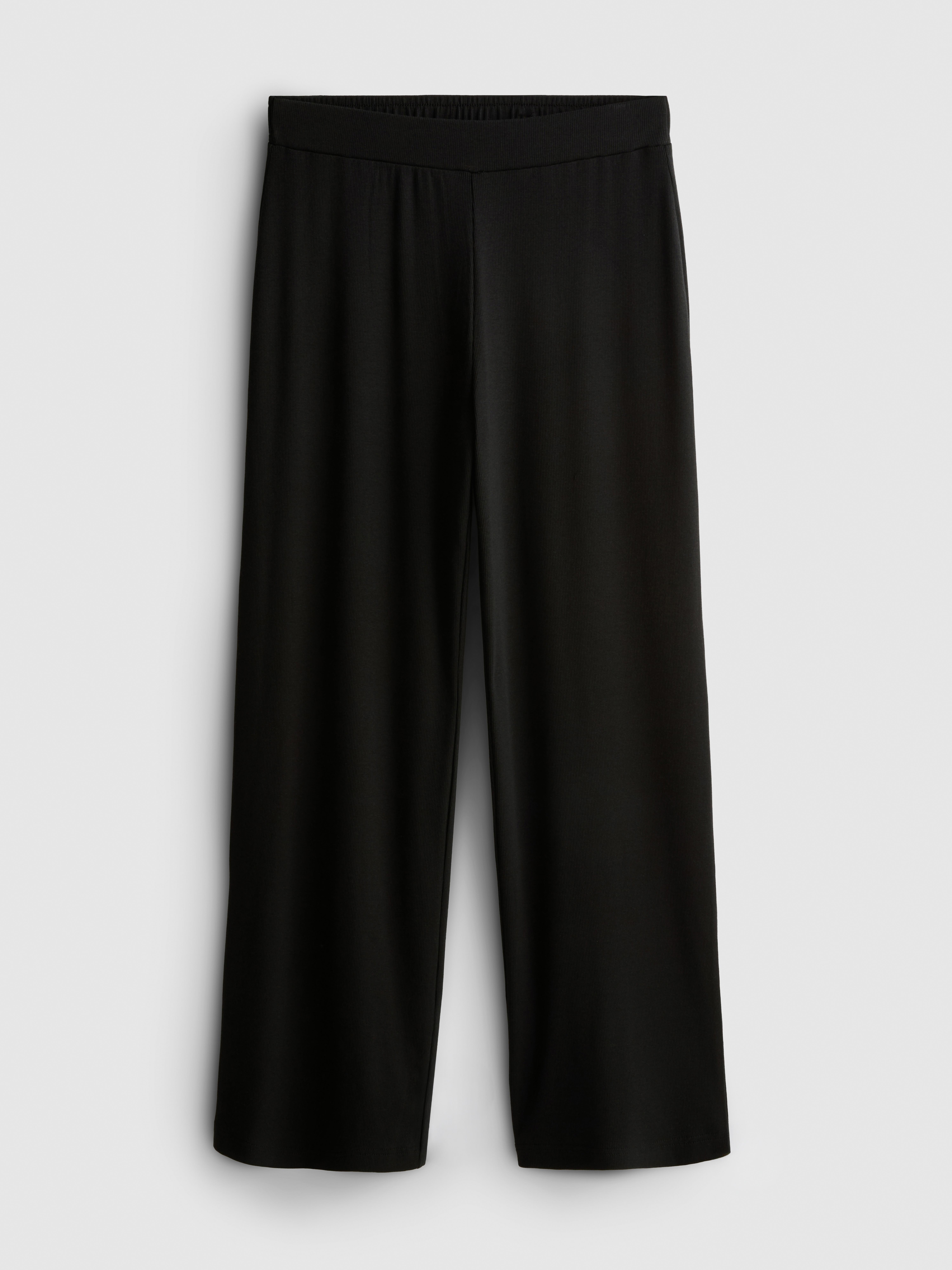 Ribbed Cotton Blend Joggers - Black