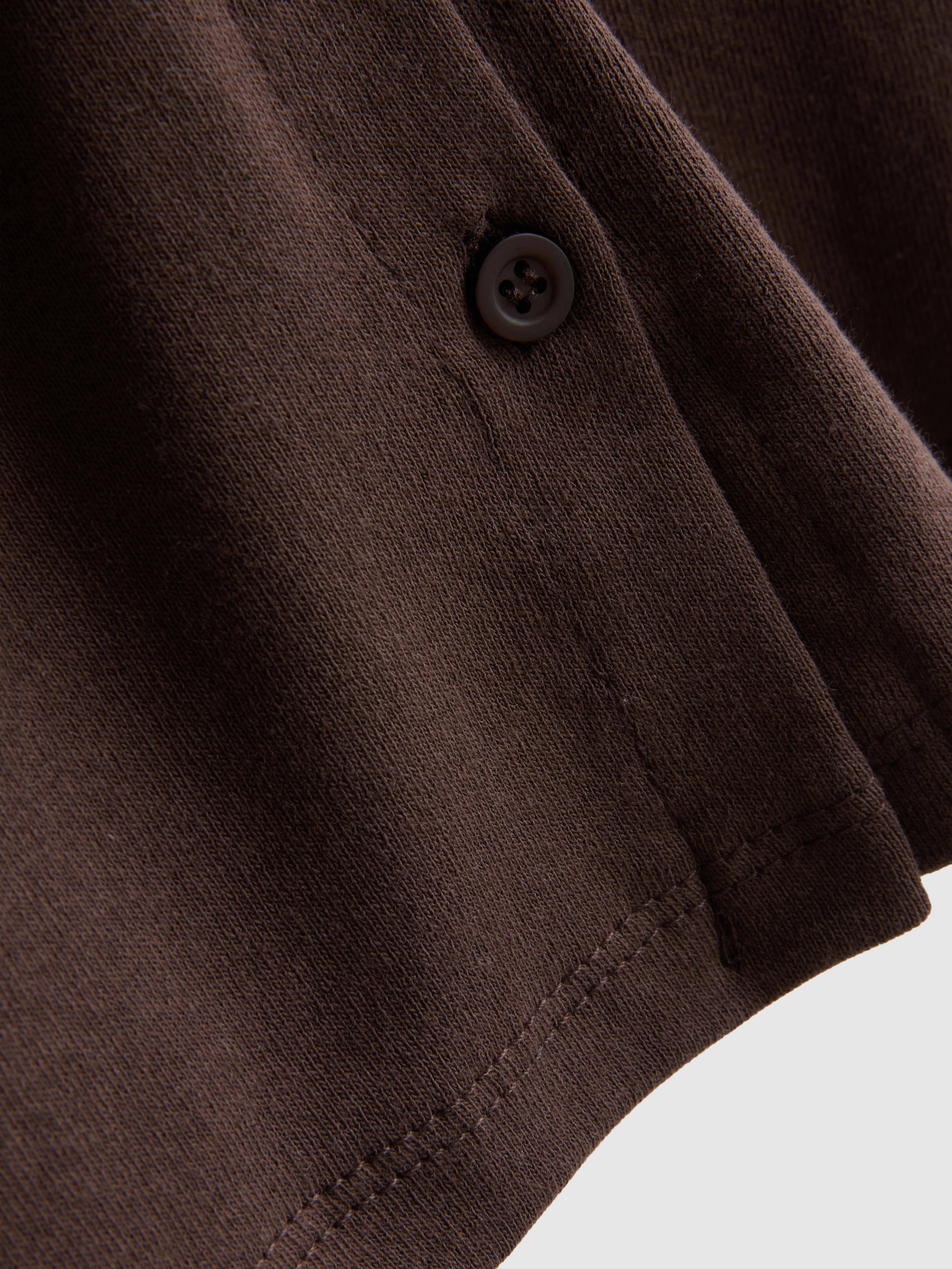 Cotton Rich Button-Up T-Shirt - Chocolate