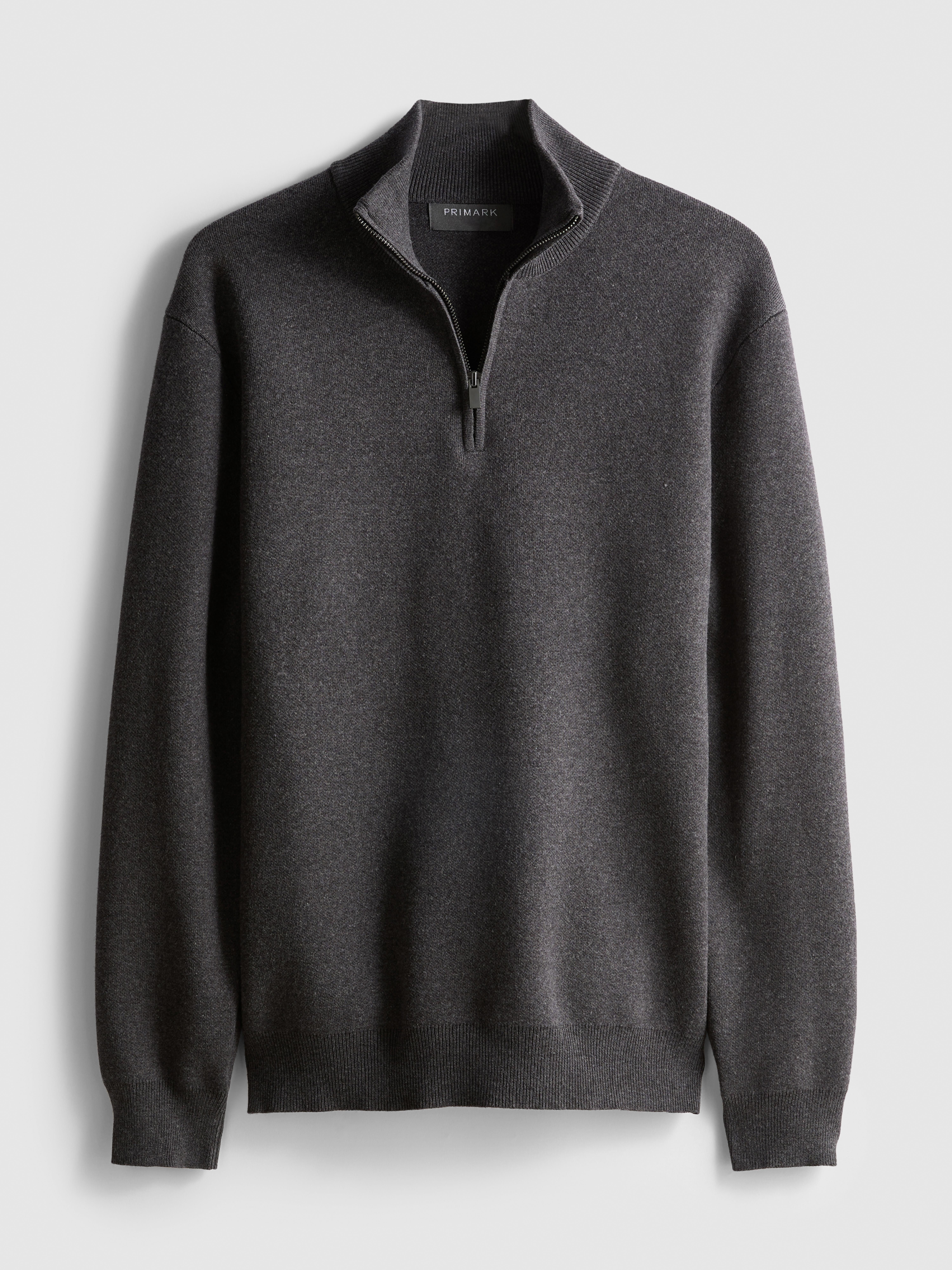 Zip Neck Knitted Sweater - Charcoal