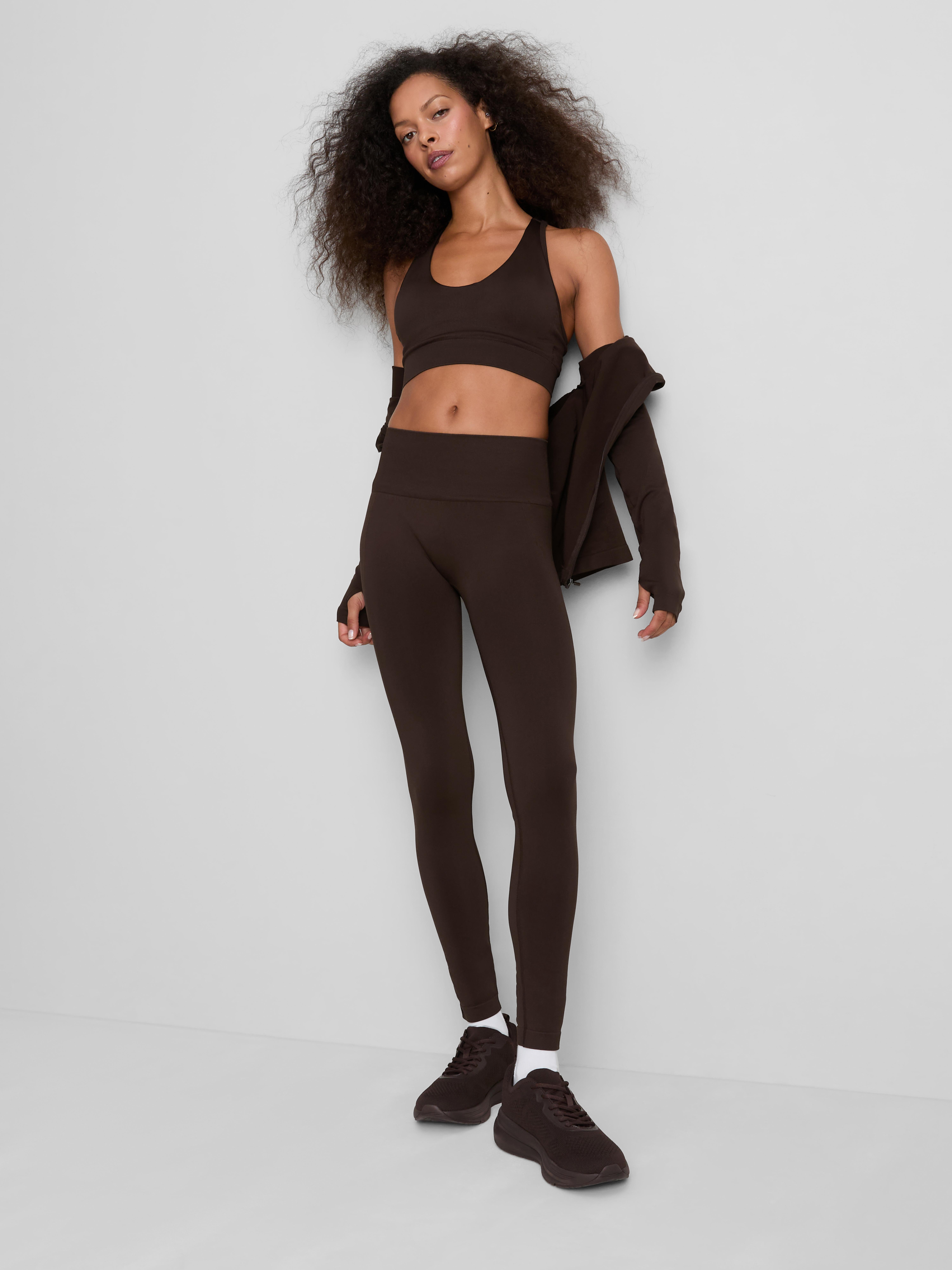 Seamless High-Waisted Active Leggings - Chocolate