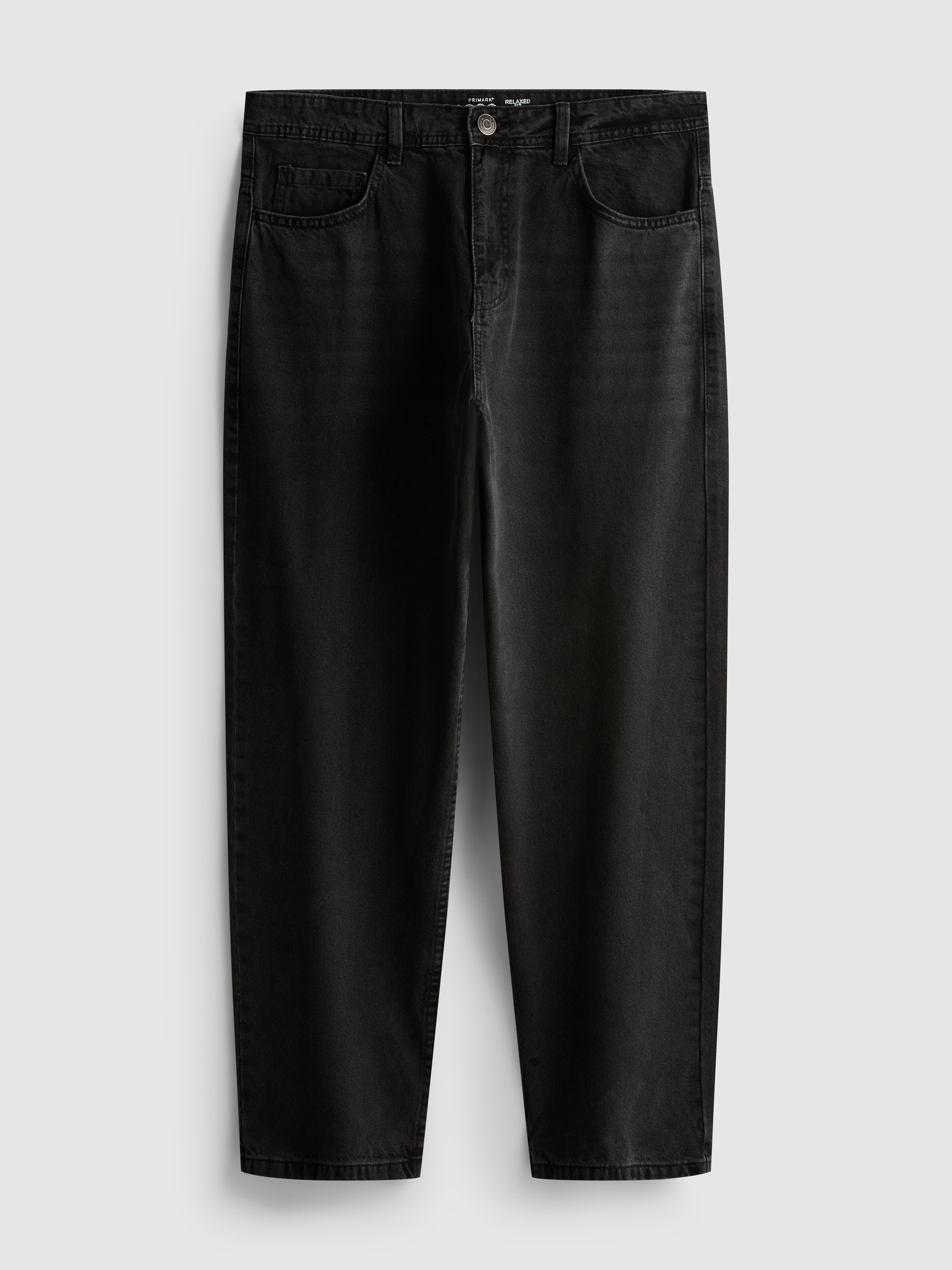 Mid-Rise Relaxed Straight Leg Jeans - Black