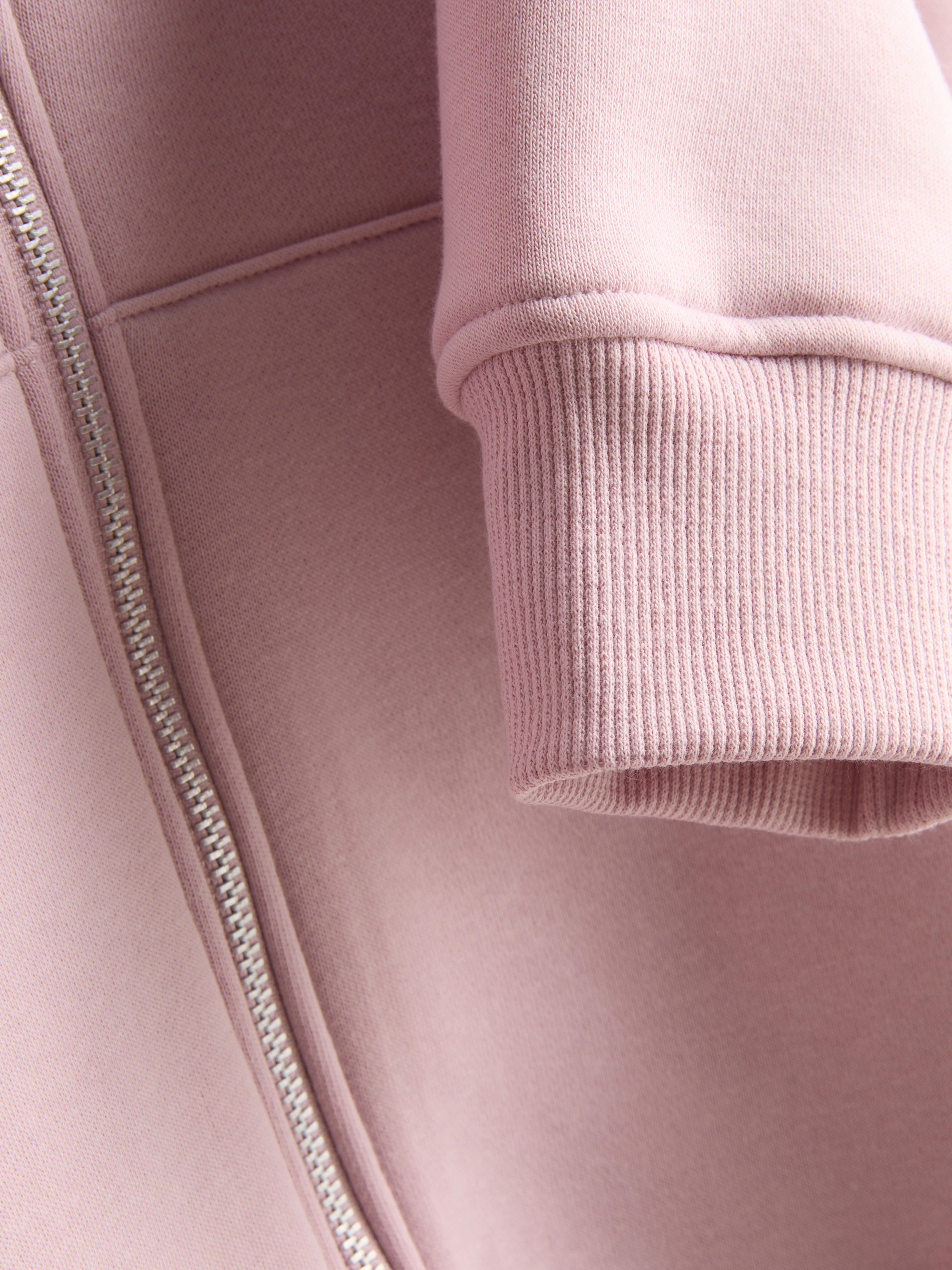 Essential Cotton Blend Zip Through Hoodie - Light Pink