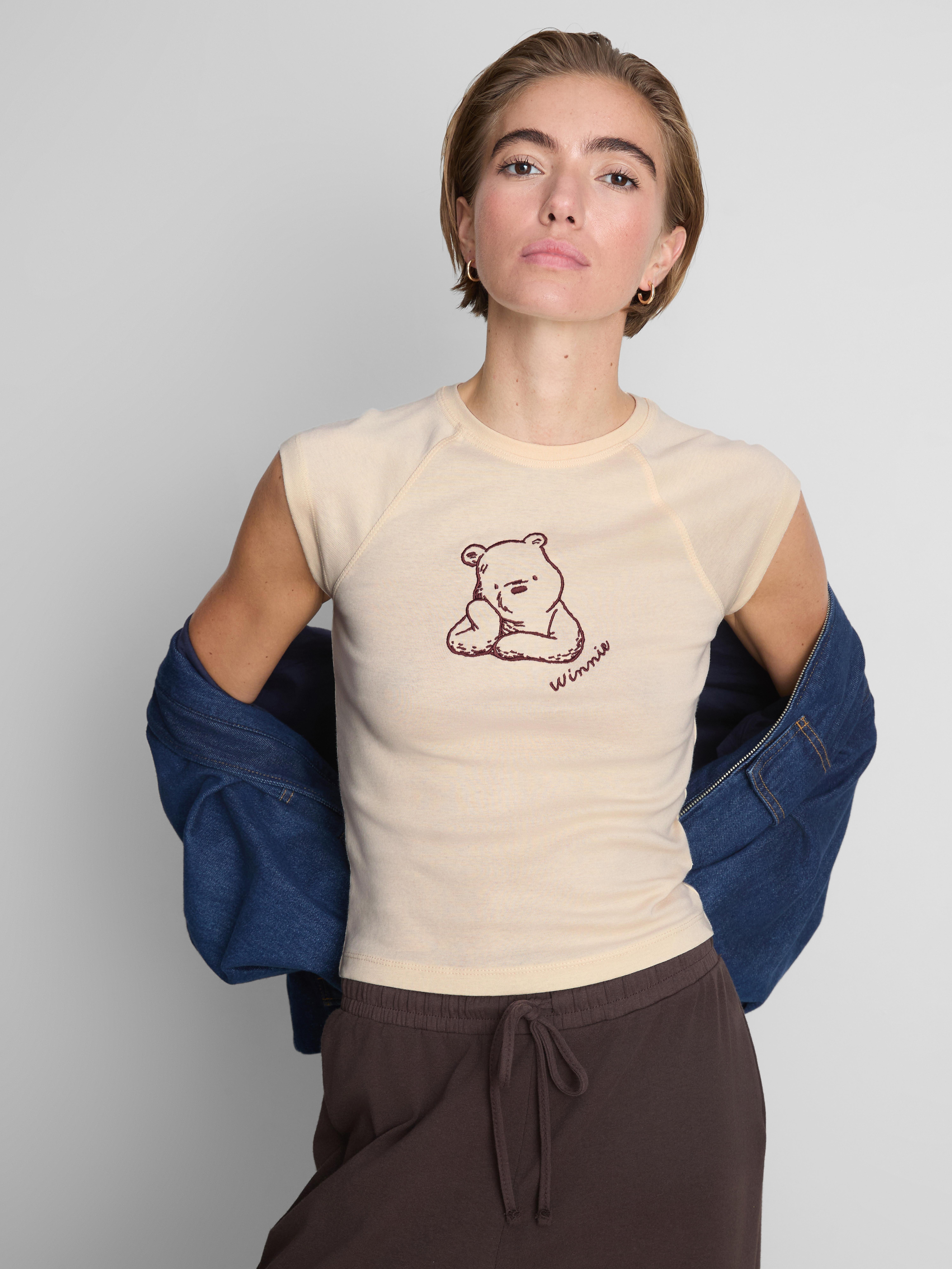 Disney's Winnie the Pooh Embroidered Baby Tee - Ivory