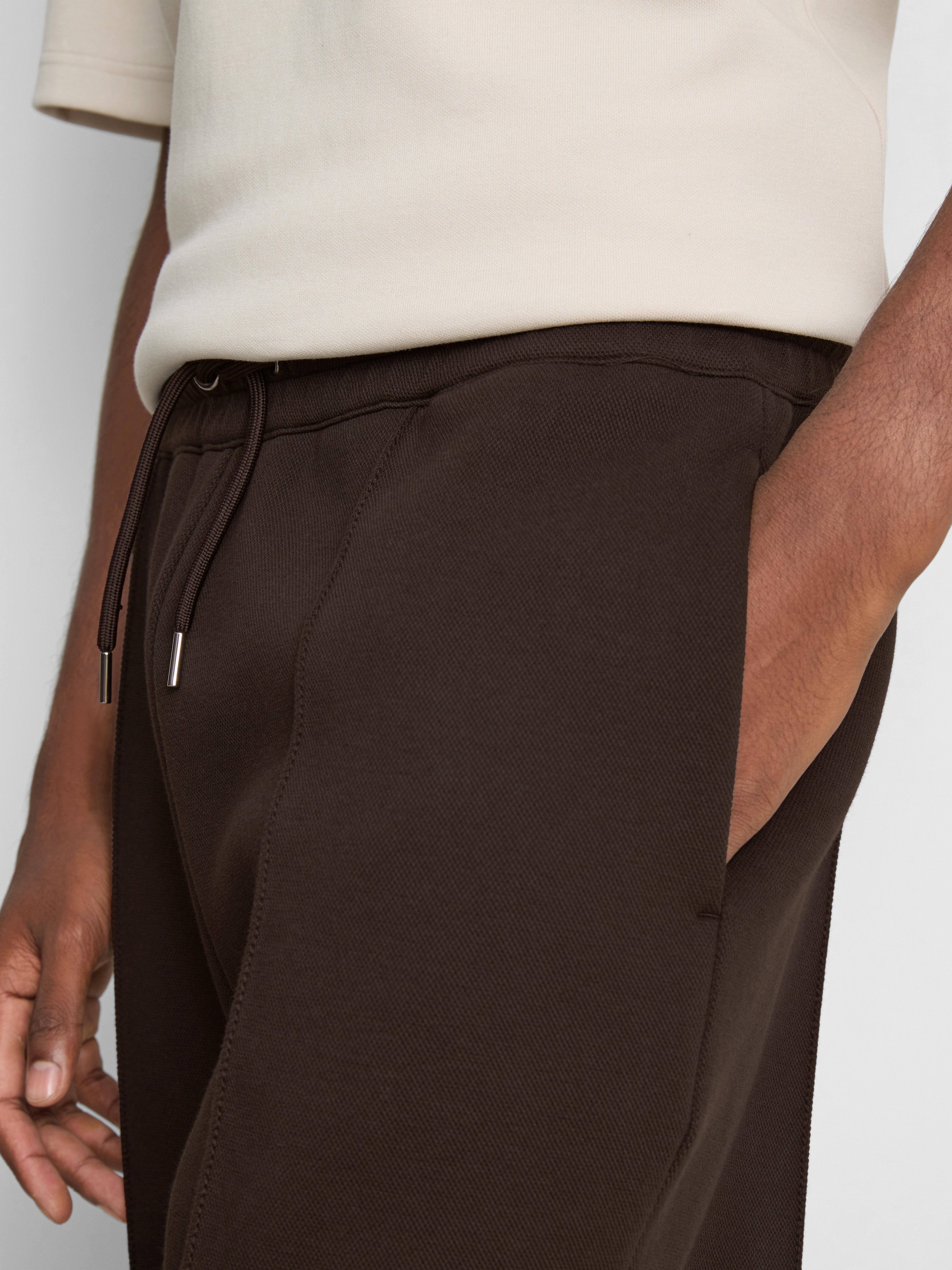 The Edit Pique Drawstring Joggers - Dark Brown