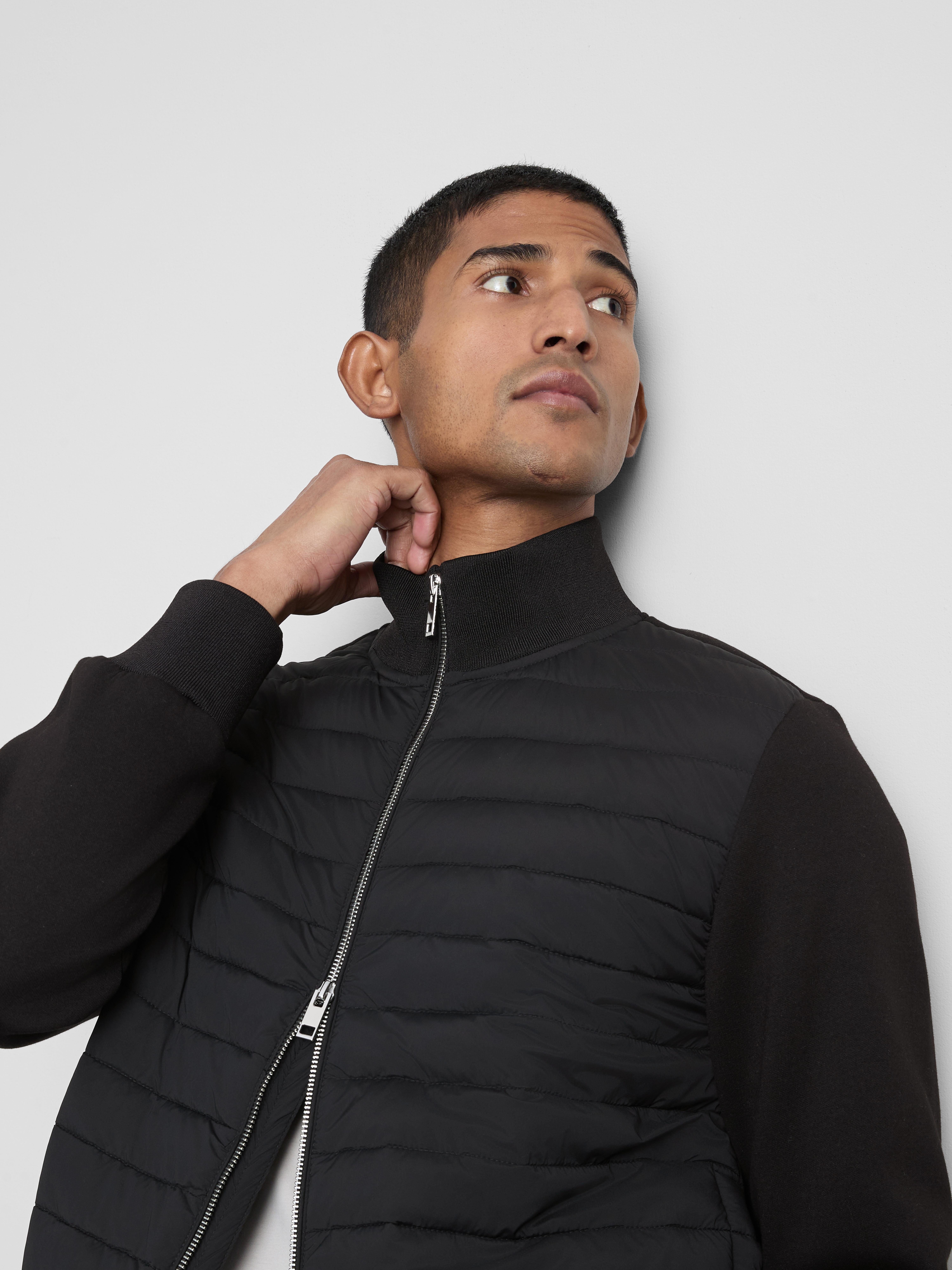 The Edit Quilted Panel Jacket - Black