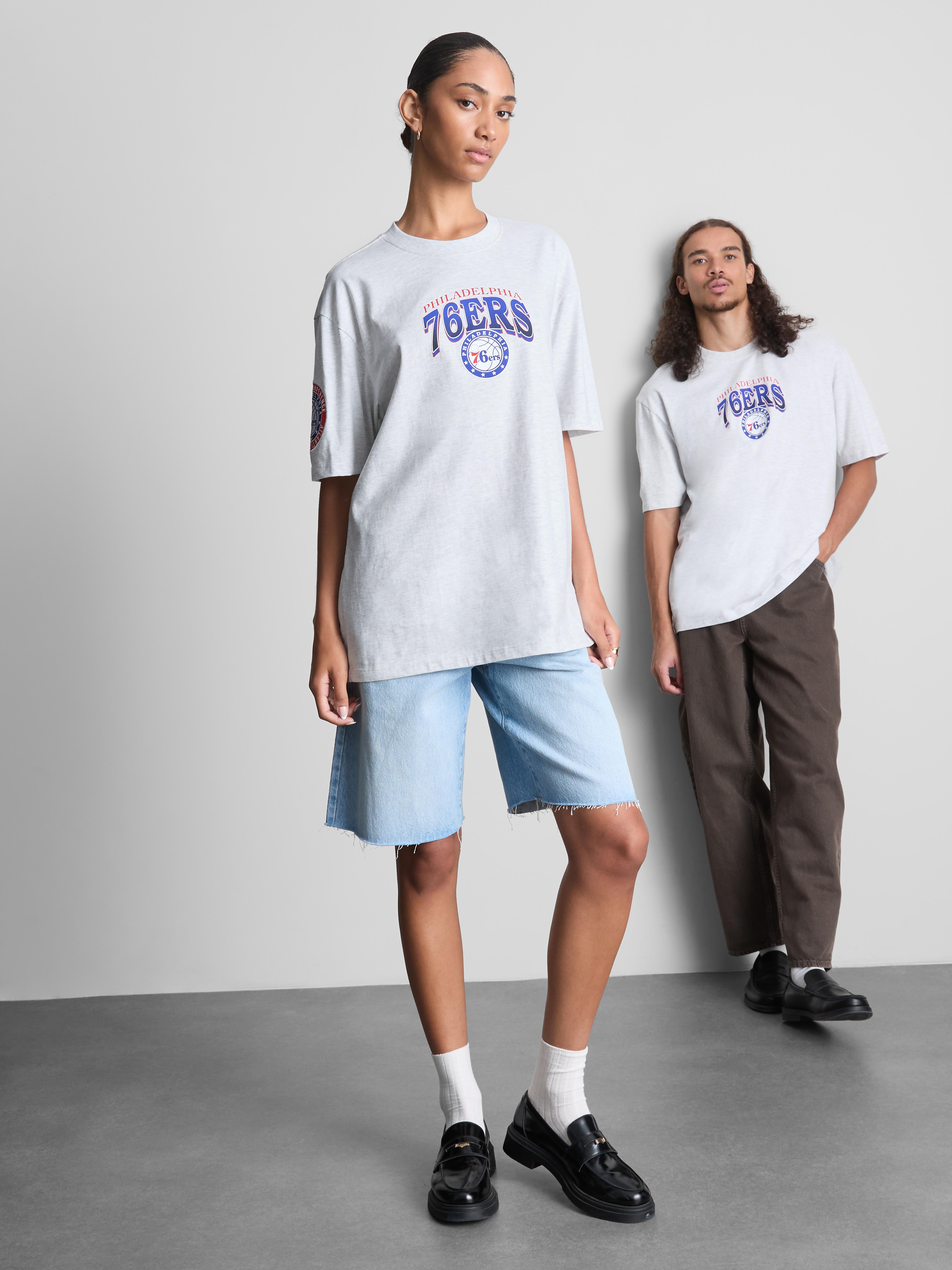 NBA Philadelphia 76ers Pure Cotton Graphic T-Shirt - Gray Heather