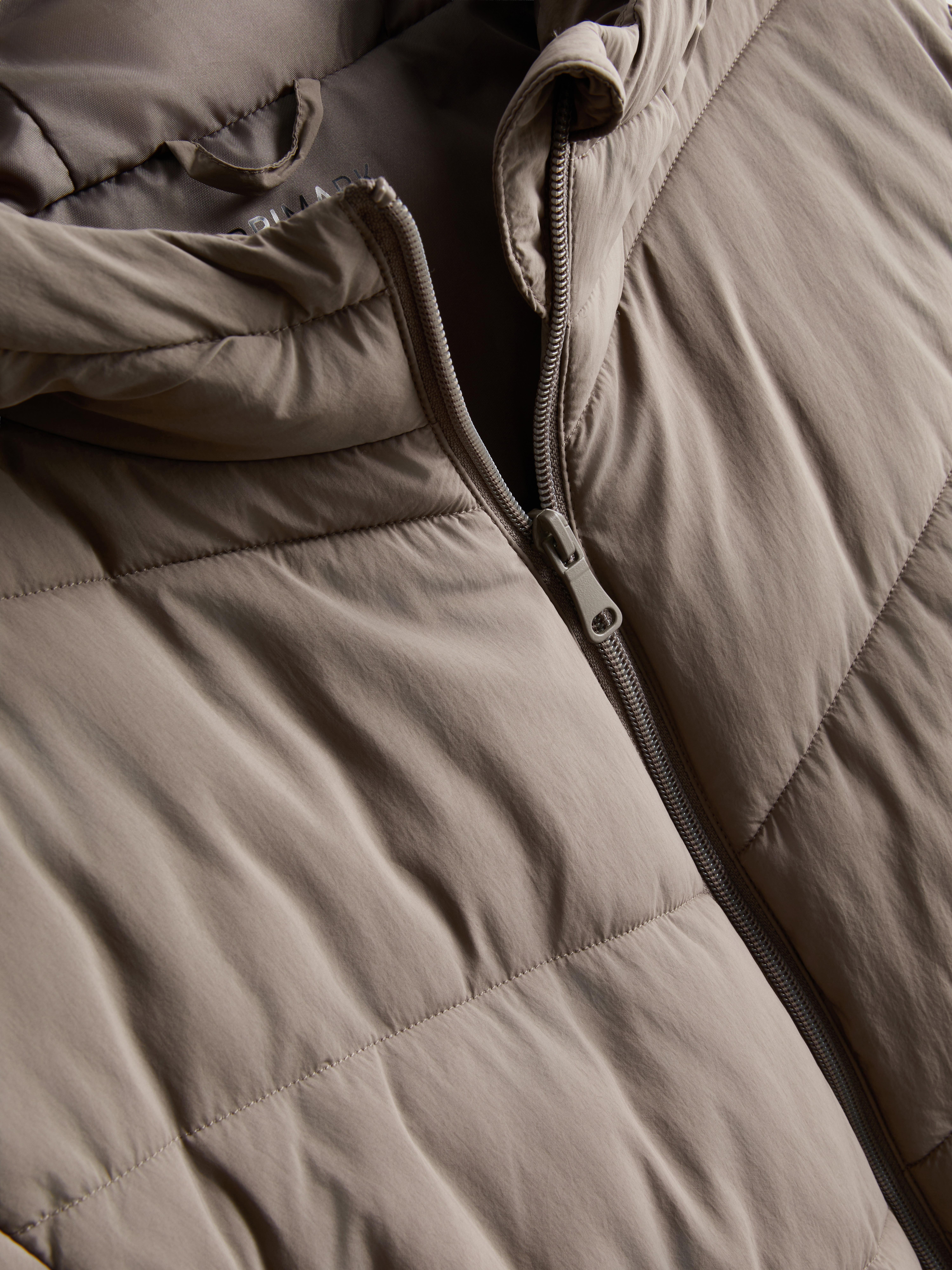 Longline Hooded Puffer Jacket - Mocha