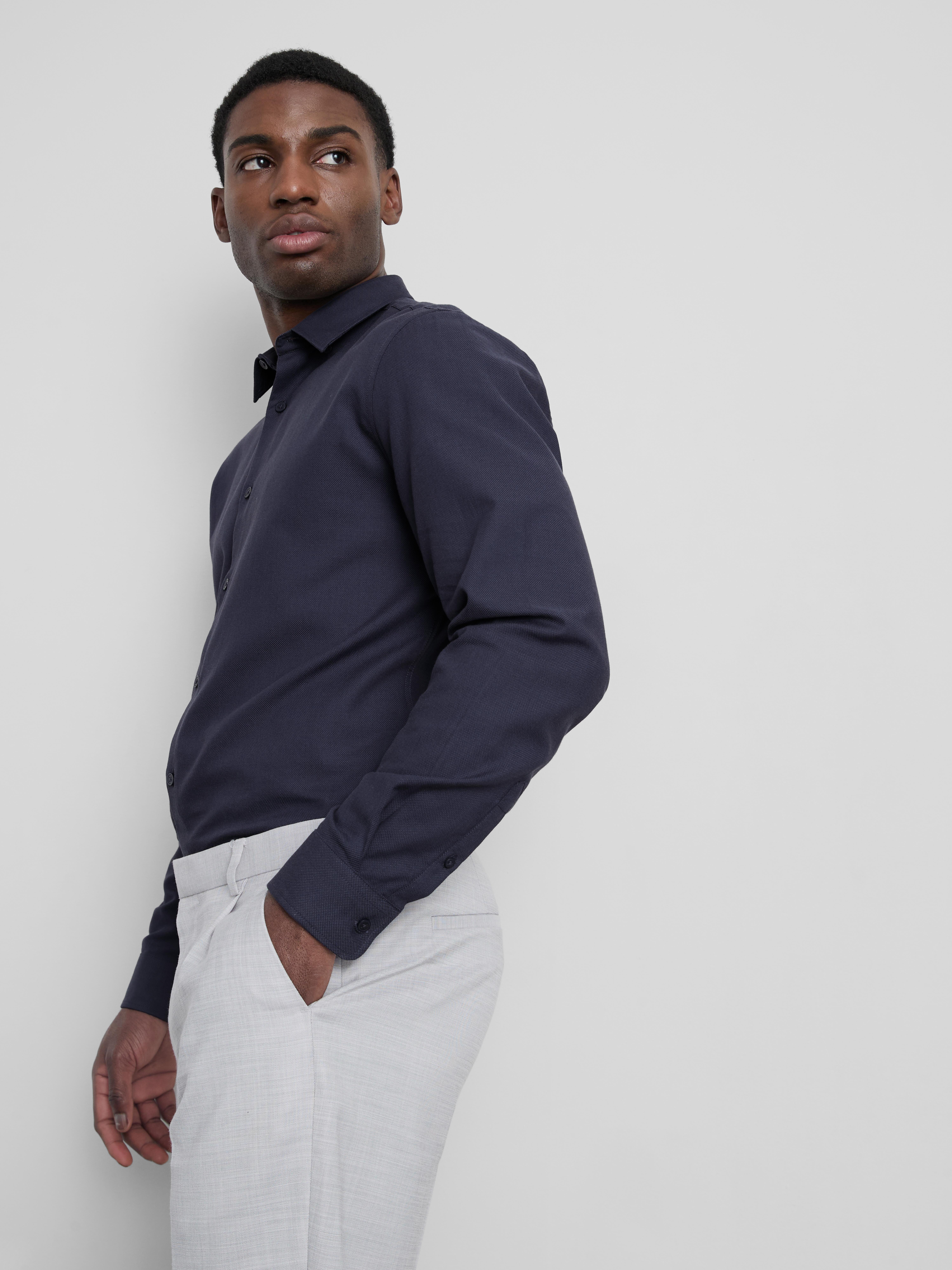 Textured Oxford Shirt - Navy