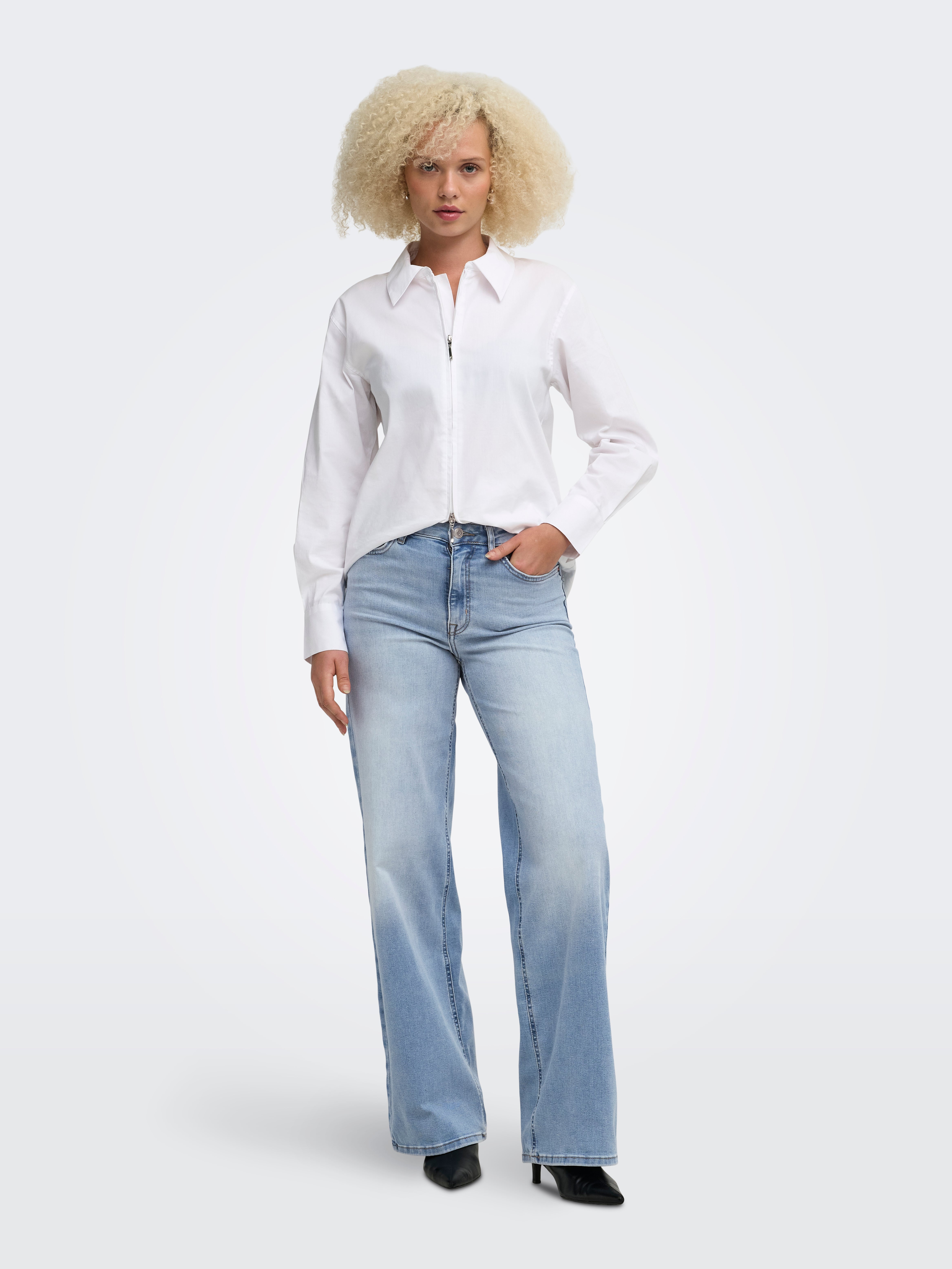 ONLMADISON High waist Wide Leg Fit Jeans Light Blue Denim
