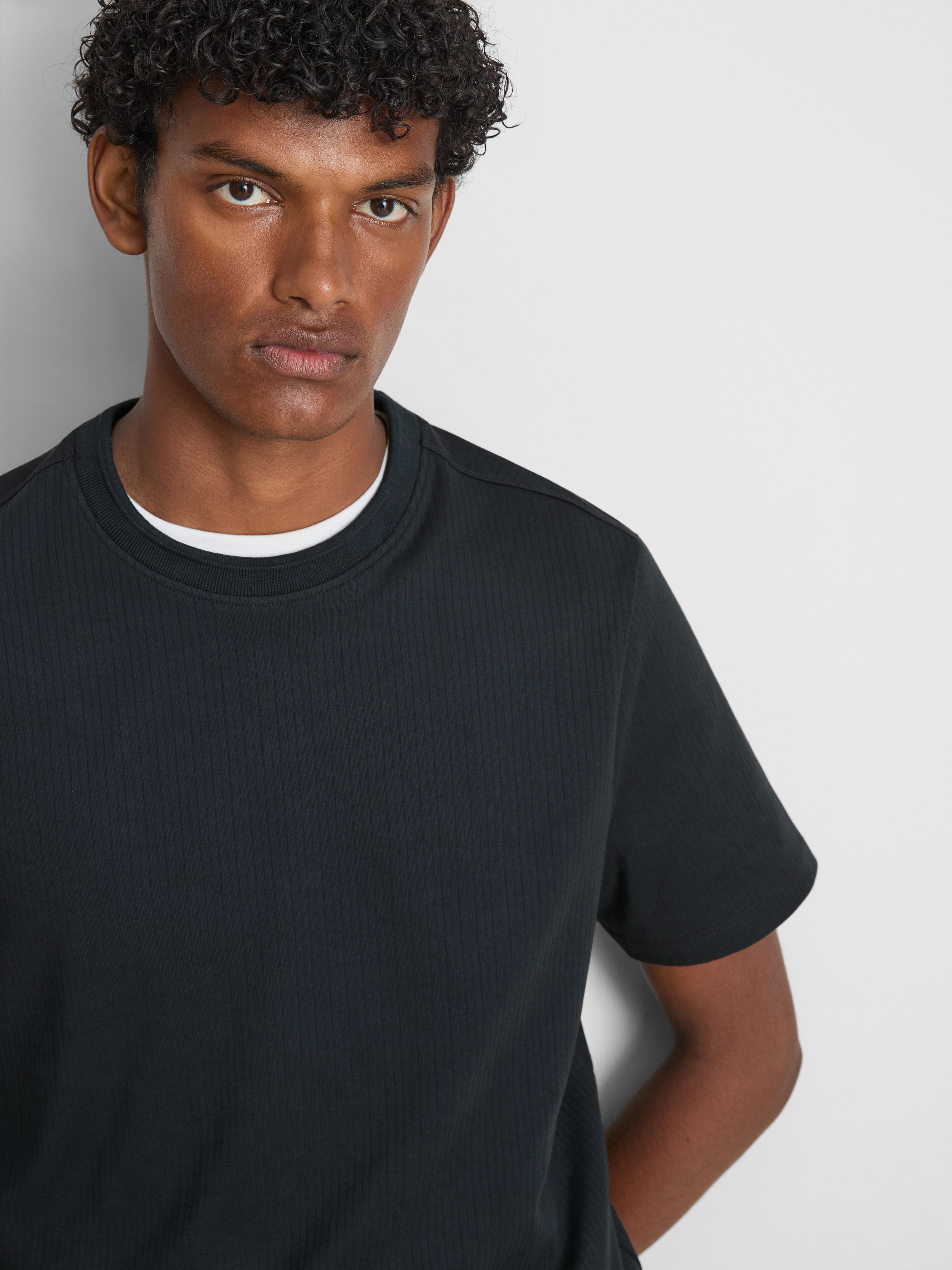 The Edit Ribbed Roundneck T-Shirt - Navy