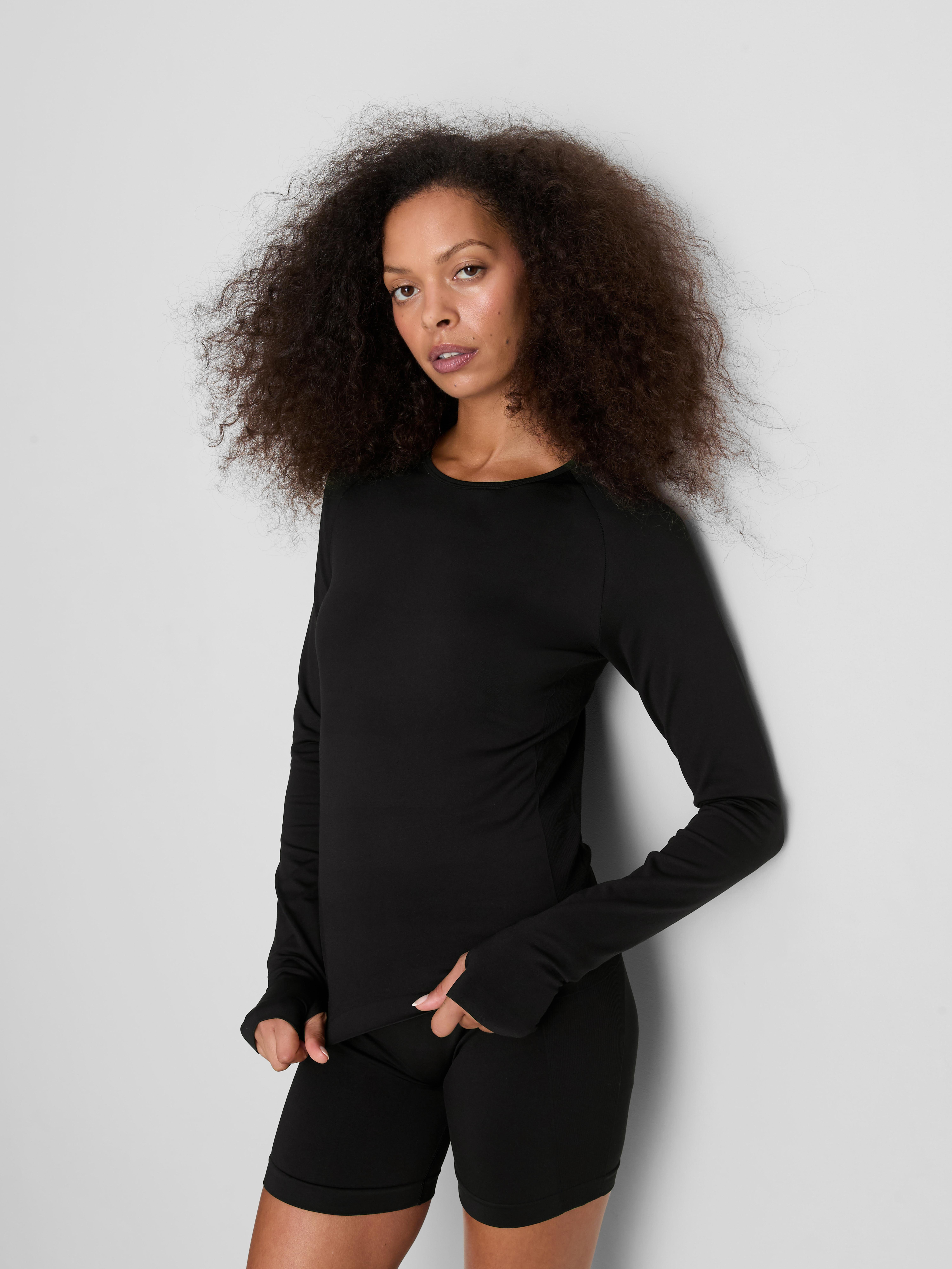 Seamless Long Sleeve Active Top - Black