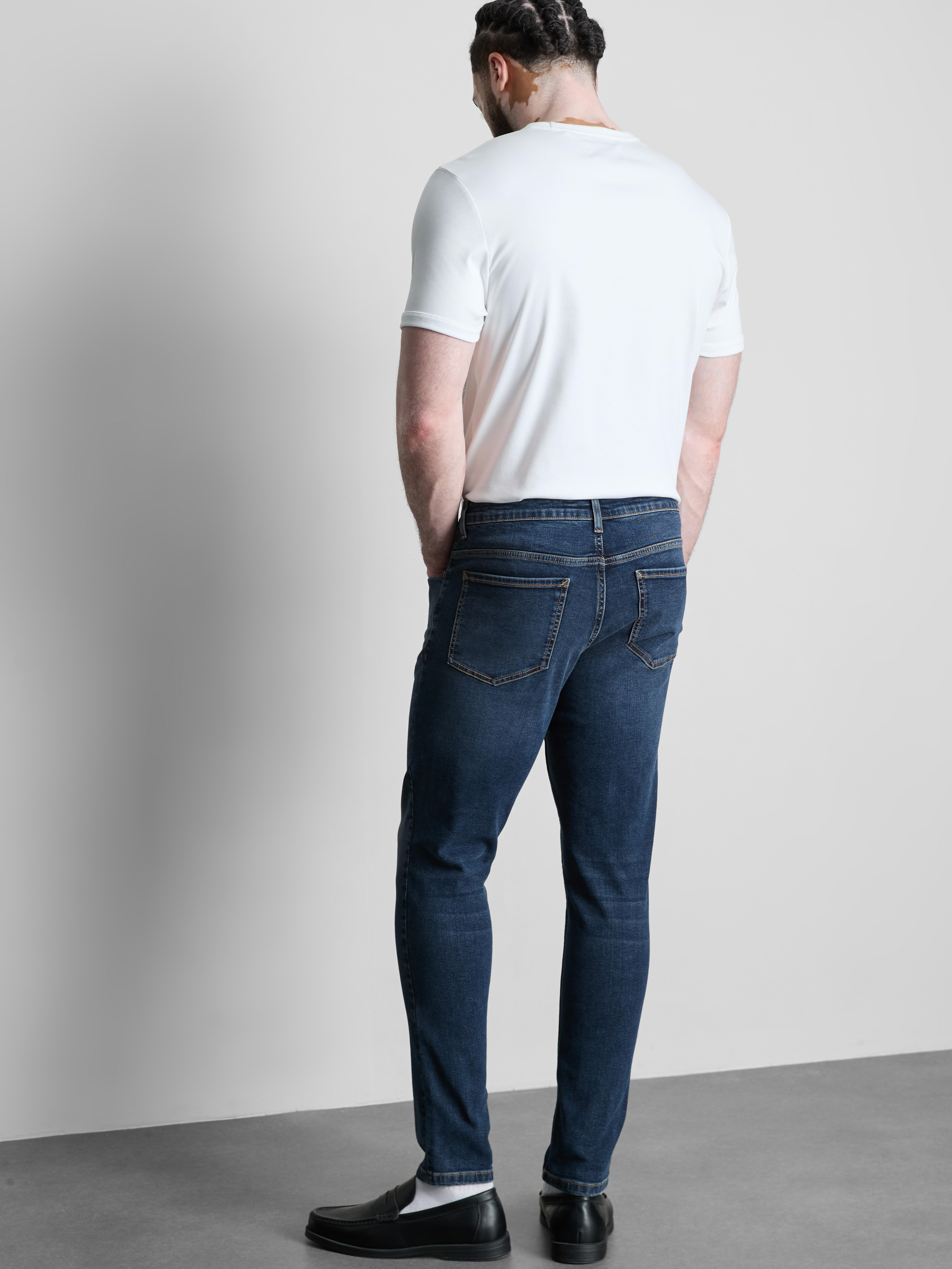 Mid-Rise Skinny Jeans - Dark Blue