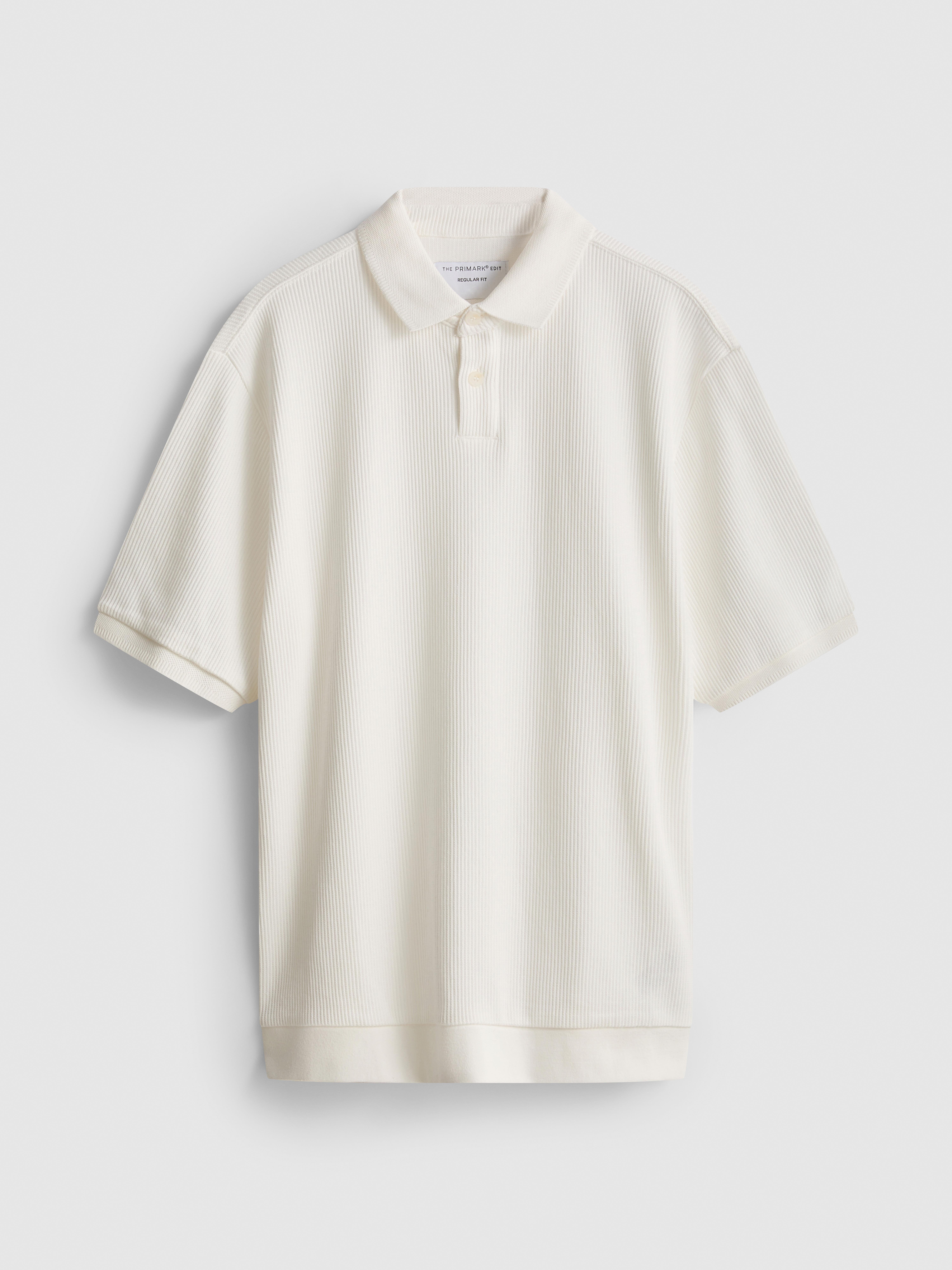 The Edit Ribbed Polo Shirt - Ivory
