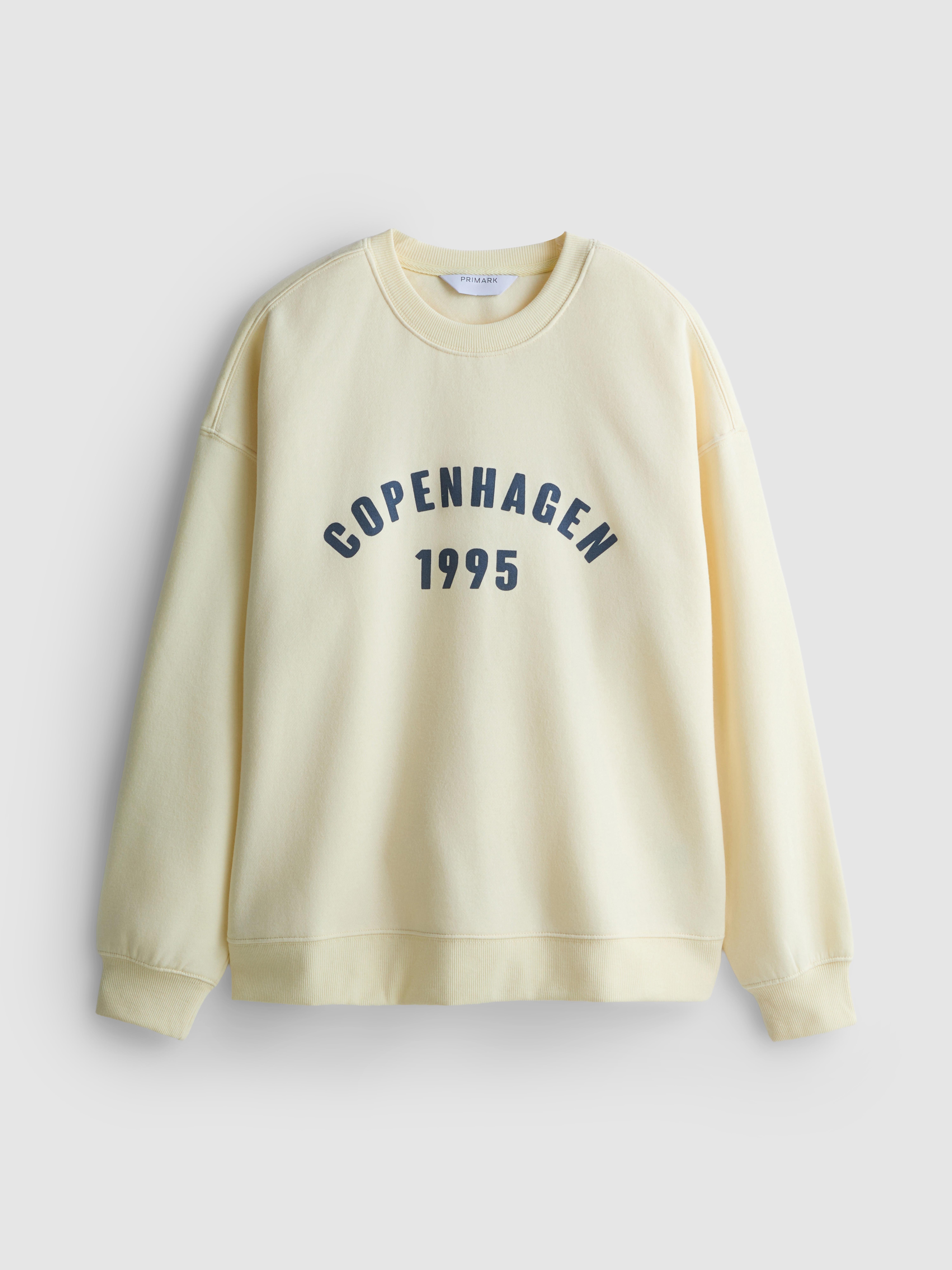 Cotton Blend Relaxed Graphic Sweatshirt - Yellow
