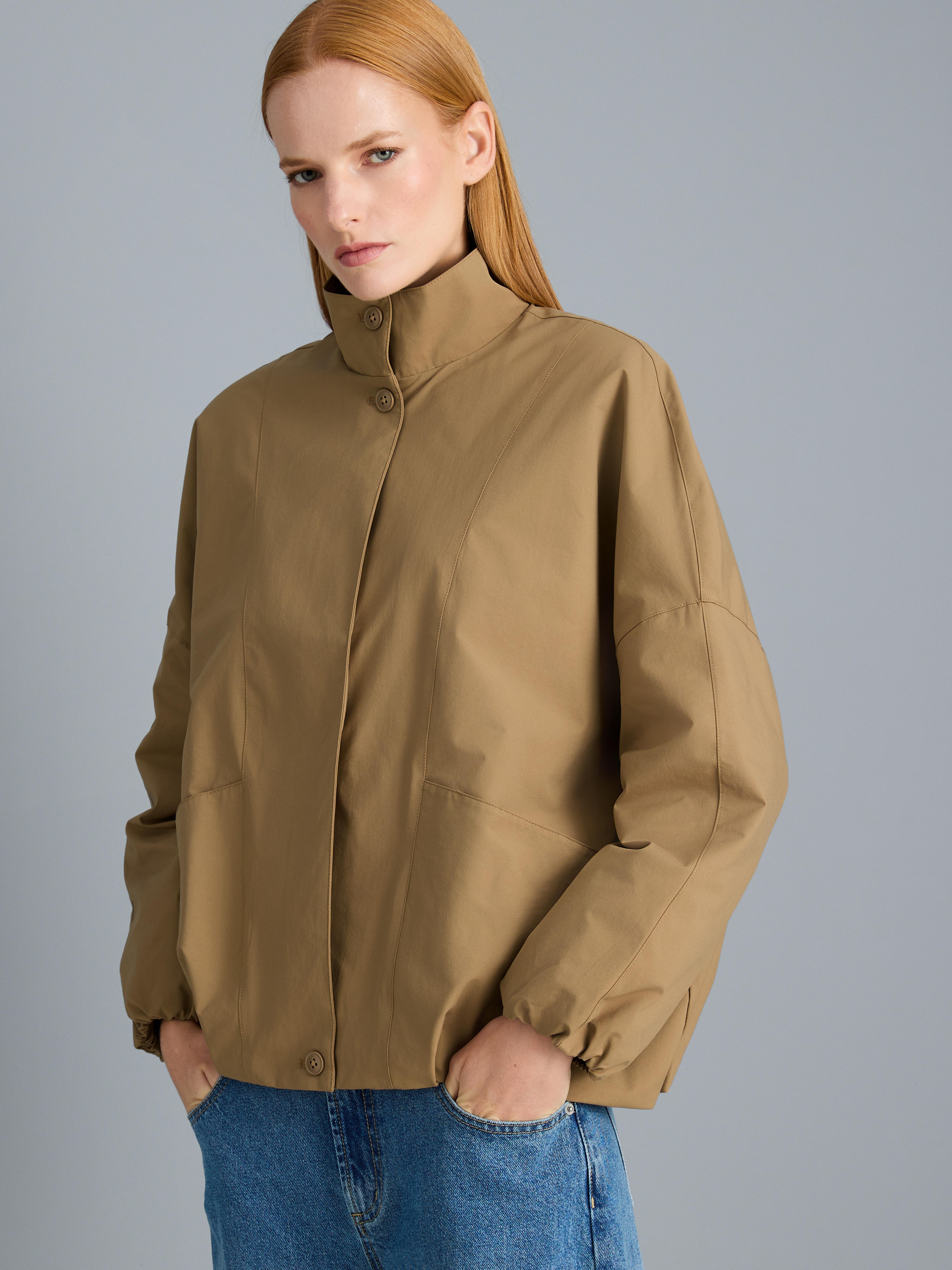 Relaxed Funnel Neck Jacket - Stone