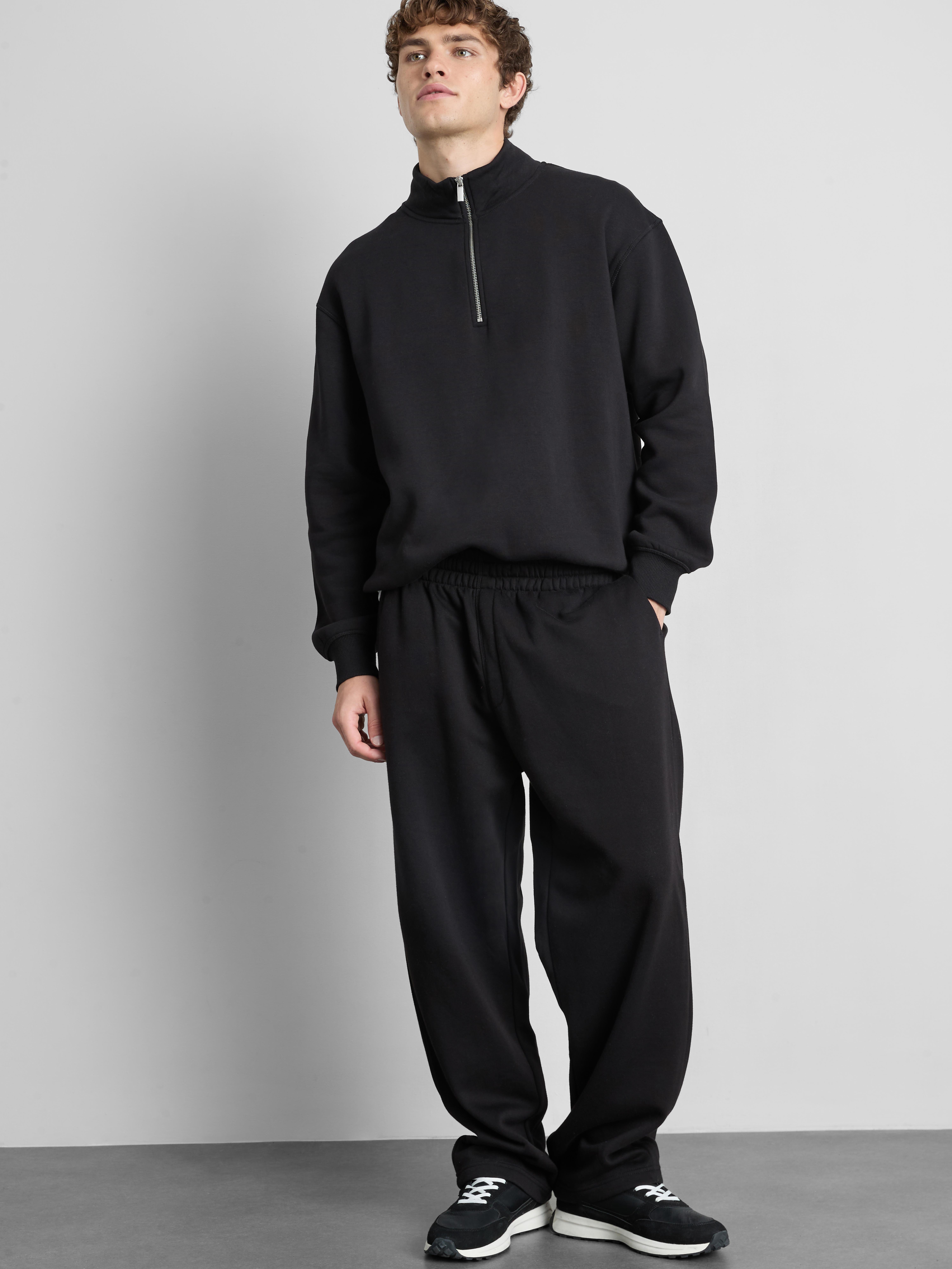 Cotton Rich Straight Leg Sweatpants - Black