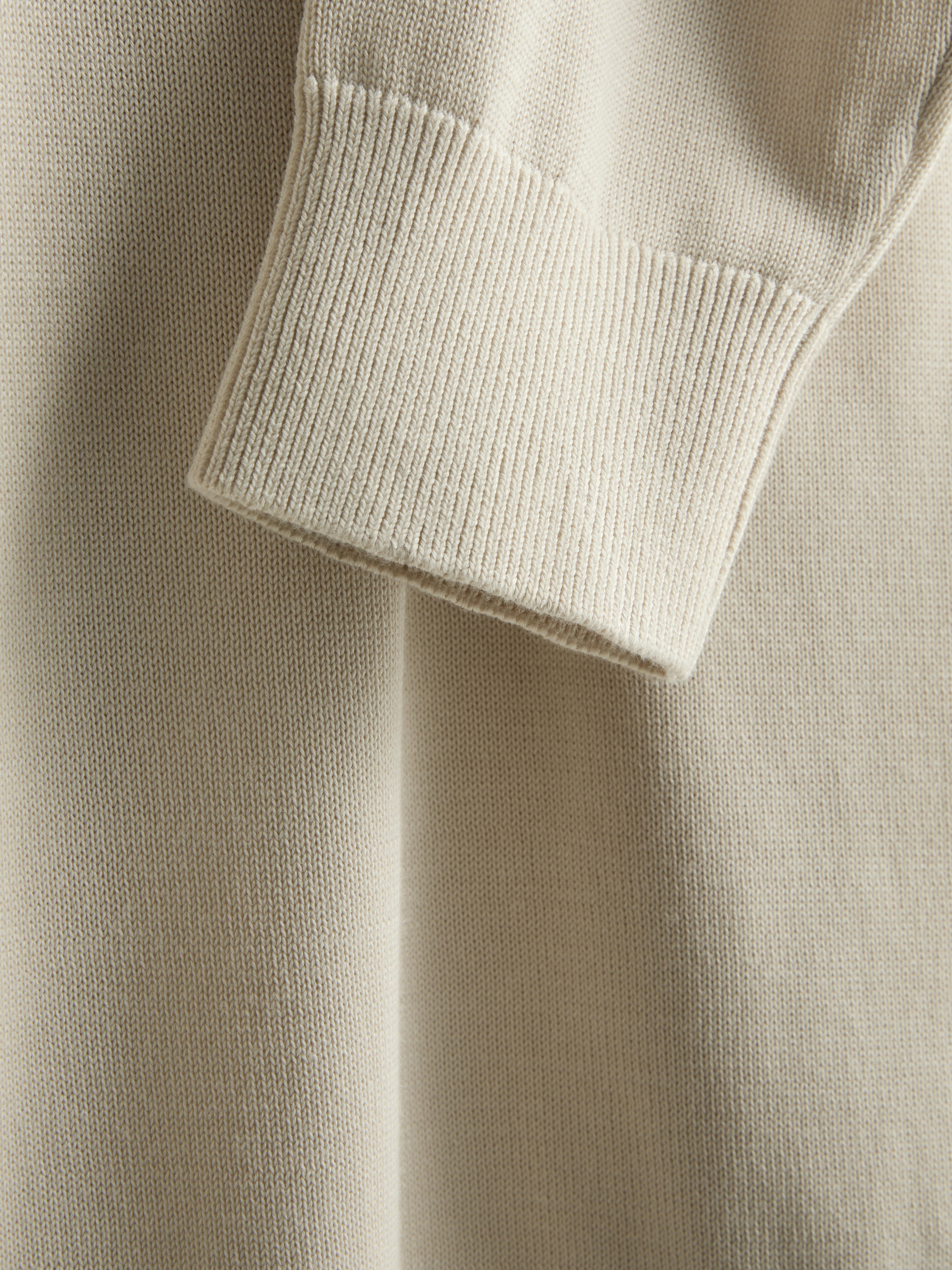 Knitted Long-Sleeve Polo Shirt - Ivory