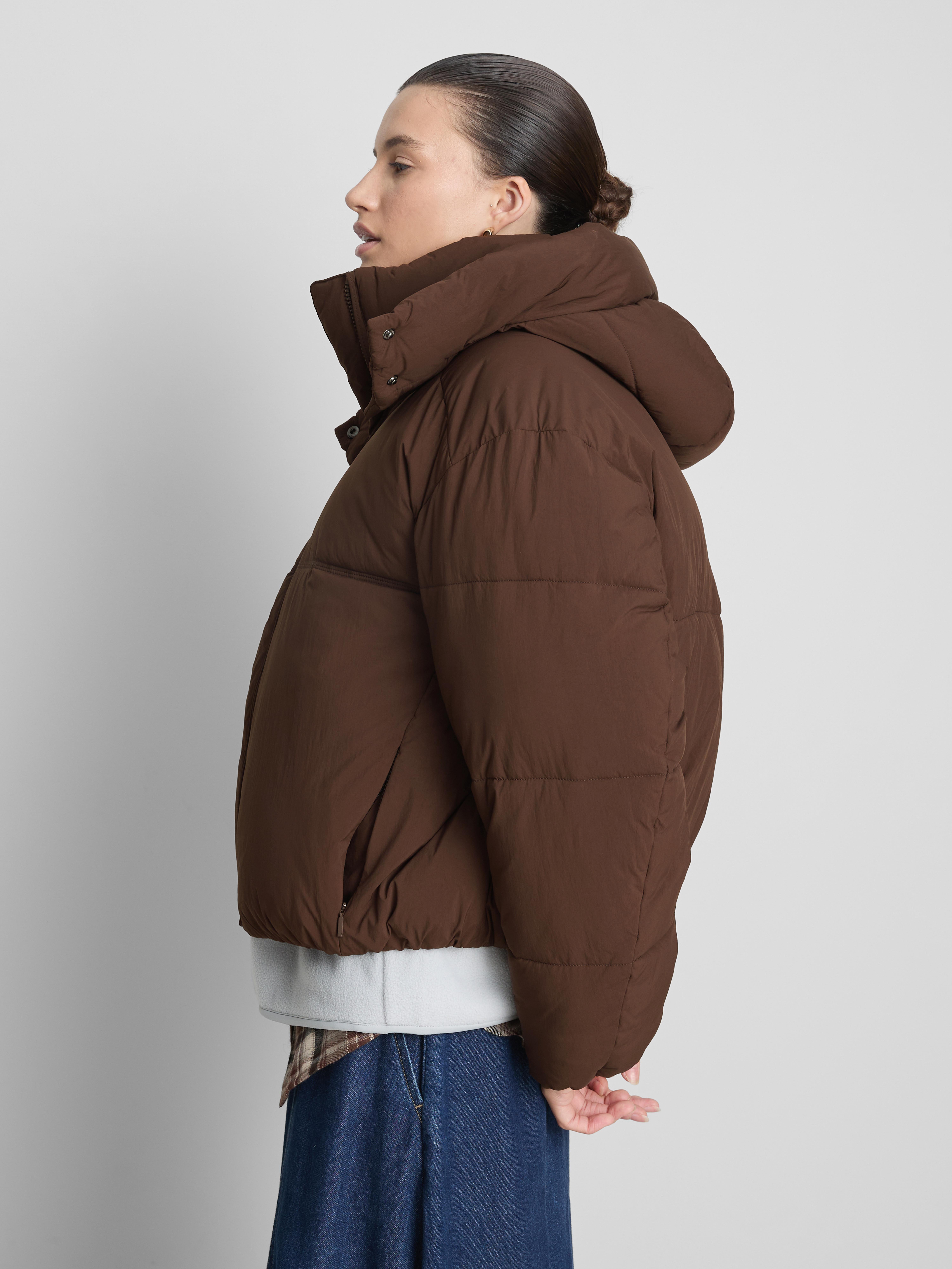 Classic Short Puffer Jacket - Brown
