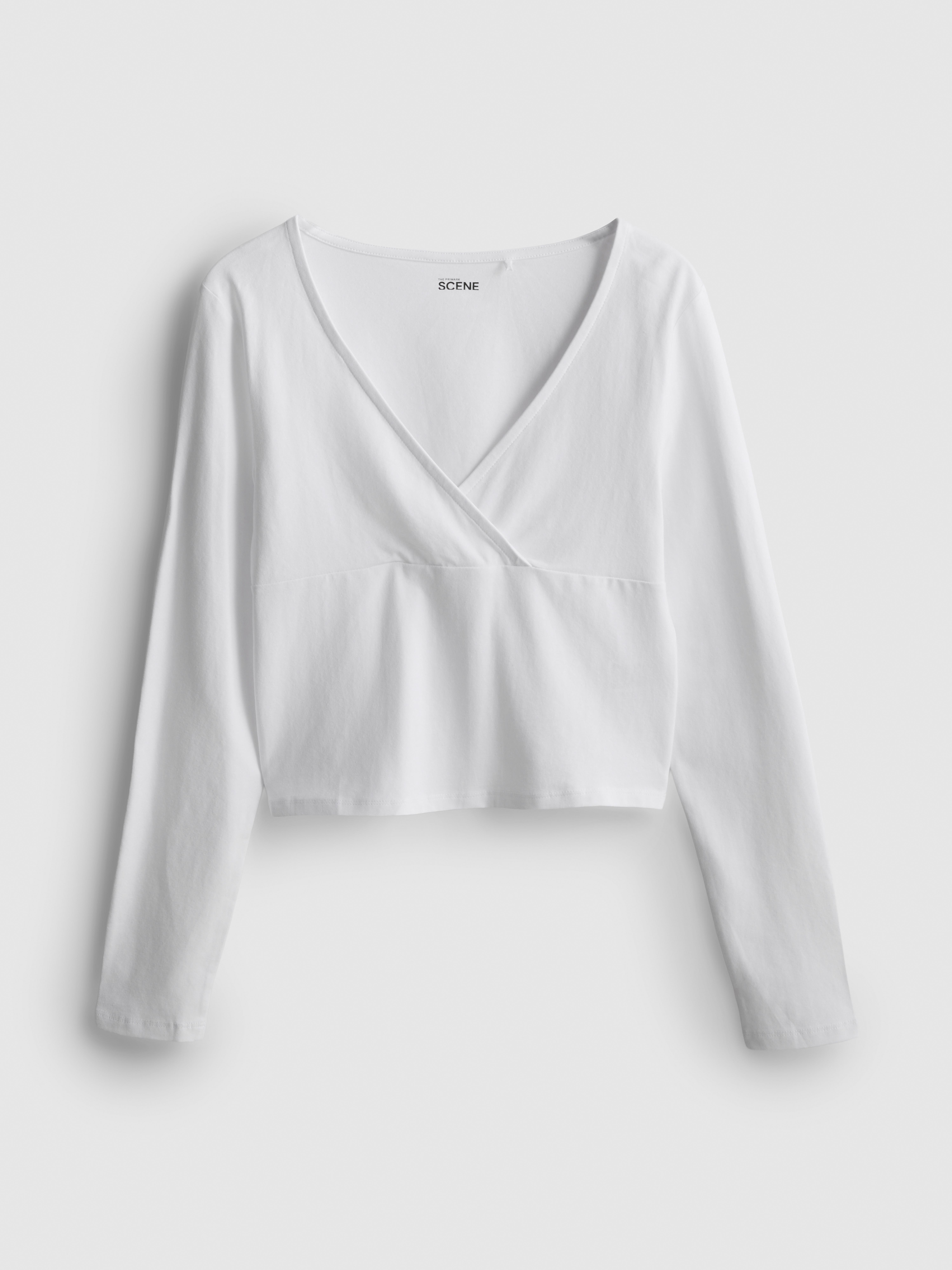The Primark Scene | Cotton-Rich Long-Sleeve Wrap Top - White