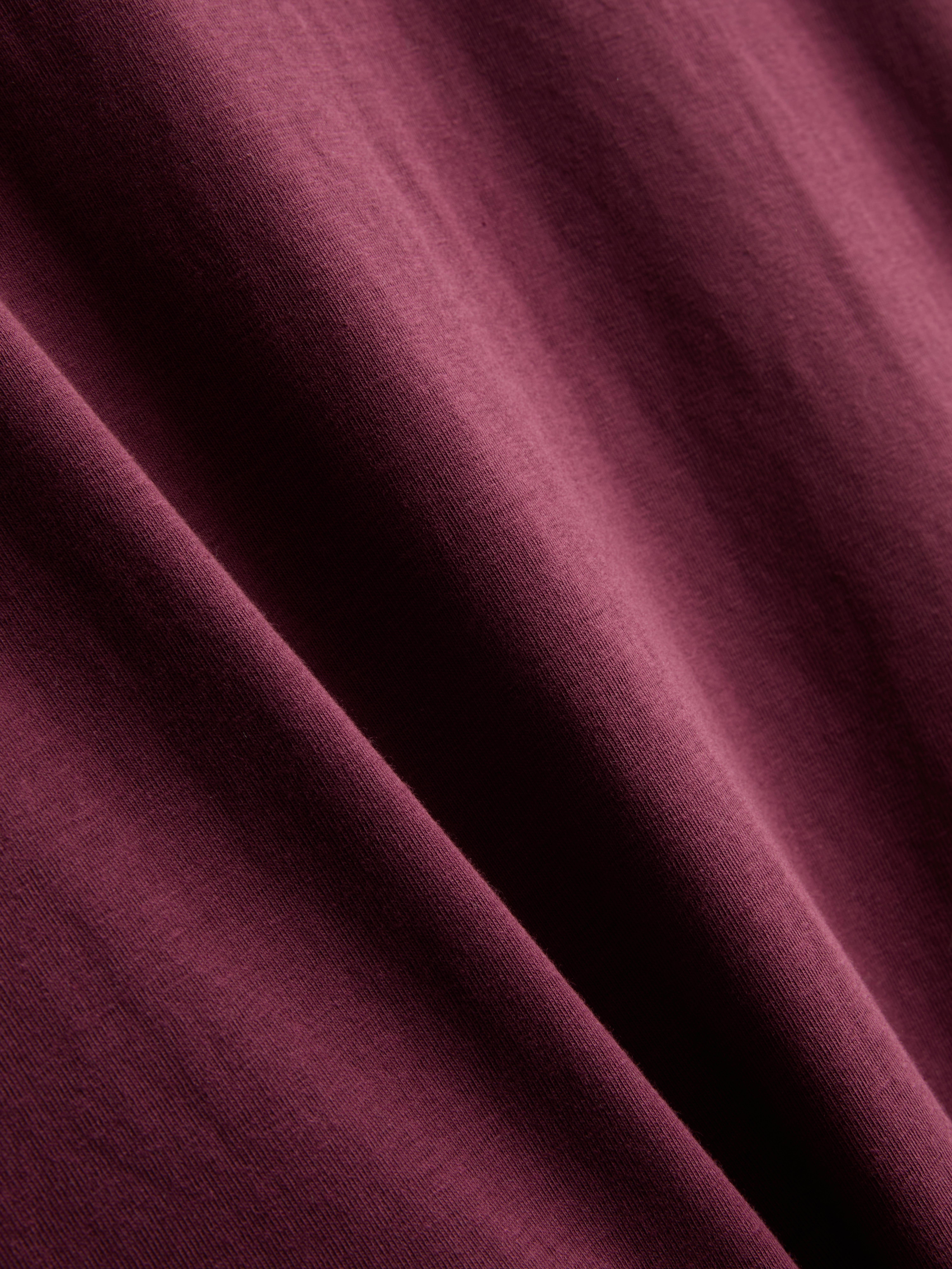 Cotton-Rich Long-Sleeve V-Neck Stretch Top - Burgundy