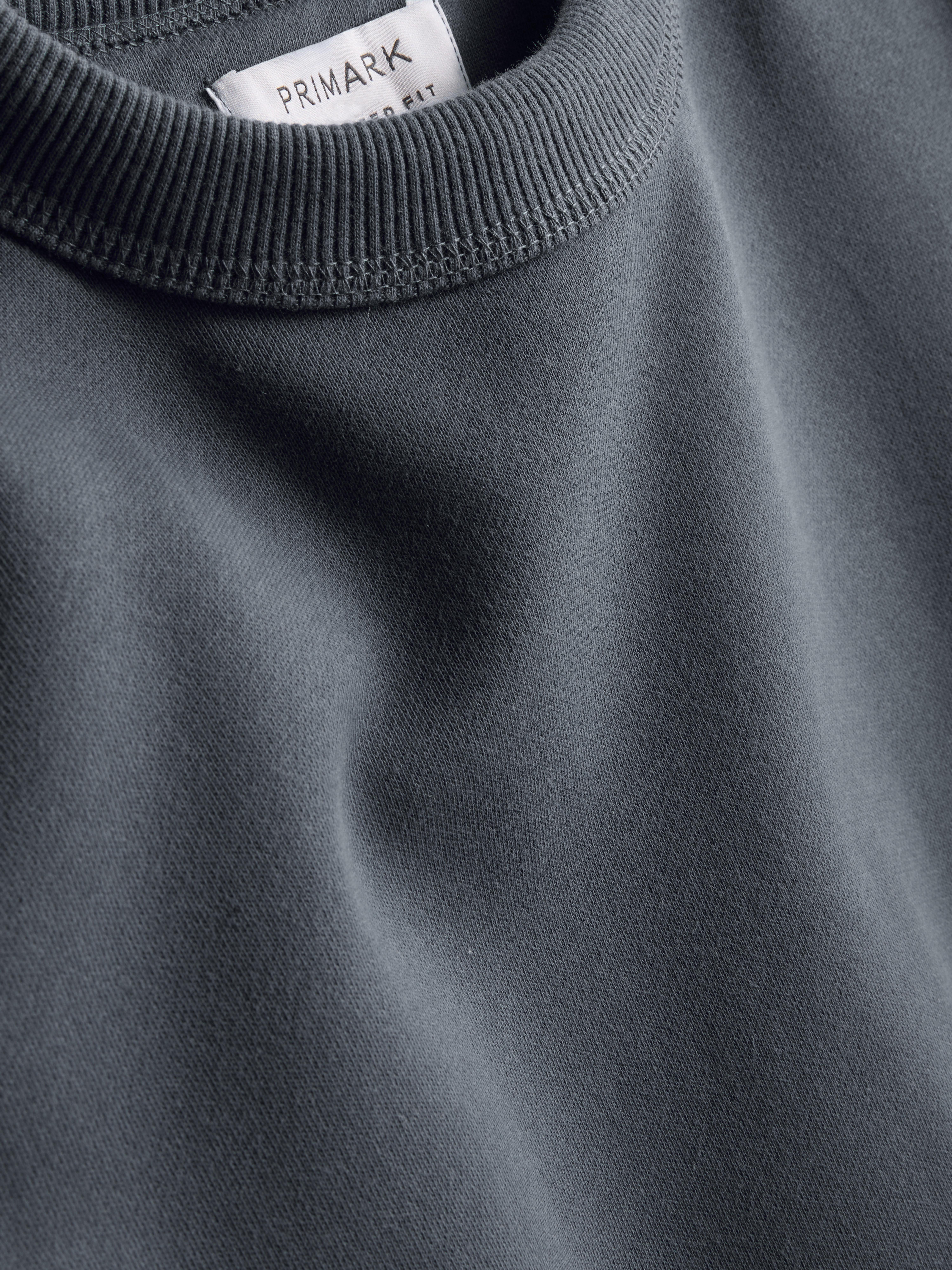 Cotton Rich Oversized Crew Neck Sweatshirt - Charcoal