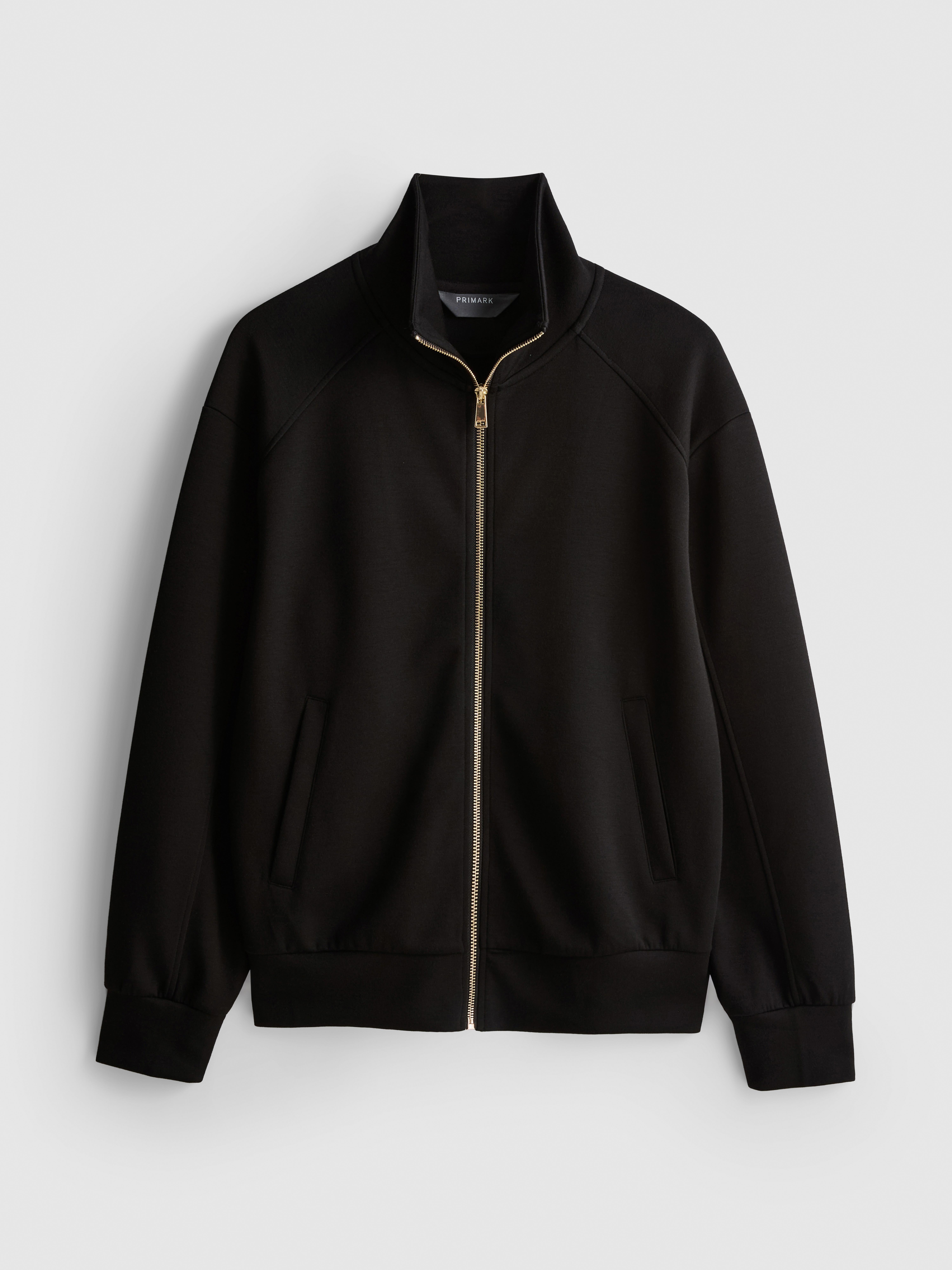 Modal Blend Zip Through Sweatshirt - Black