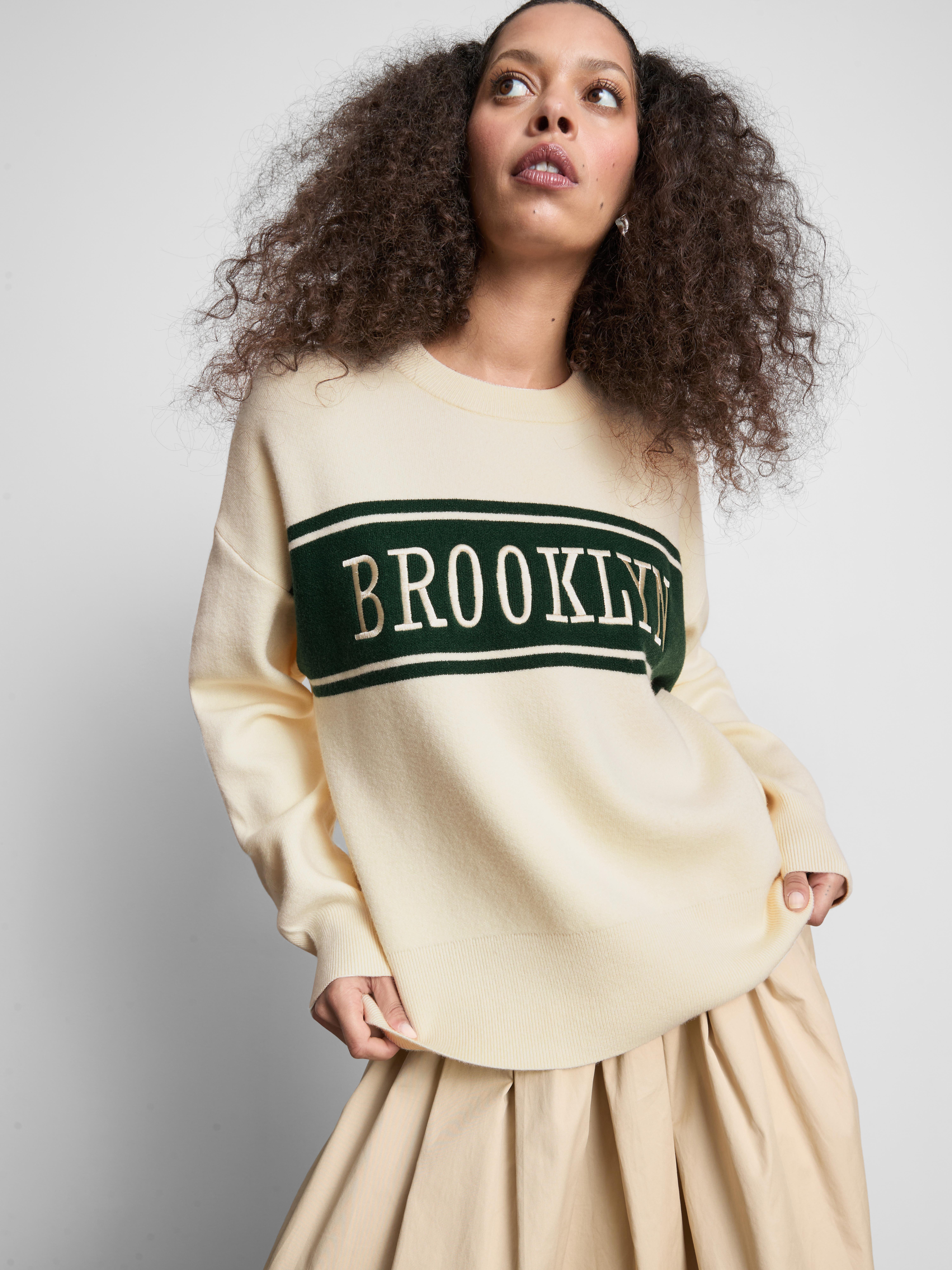 Knitted Crewneck Slogan Sweater - Ivory