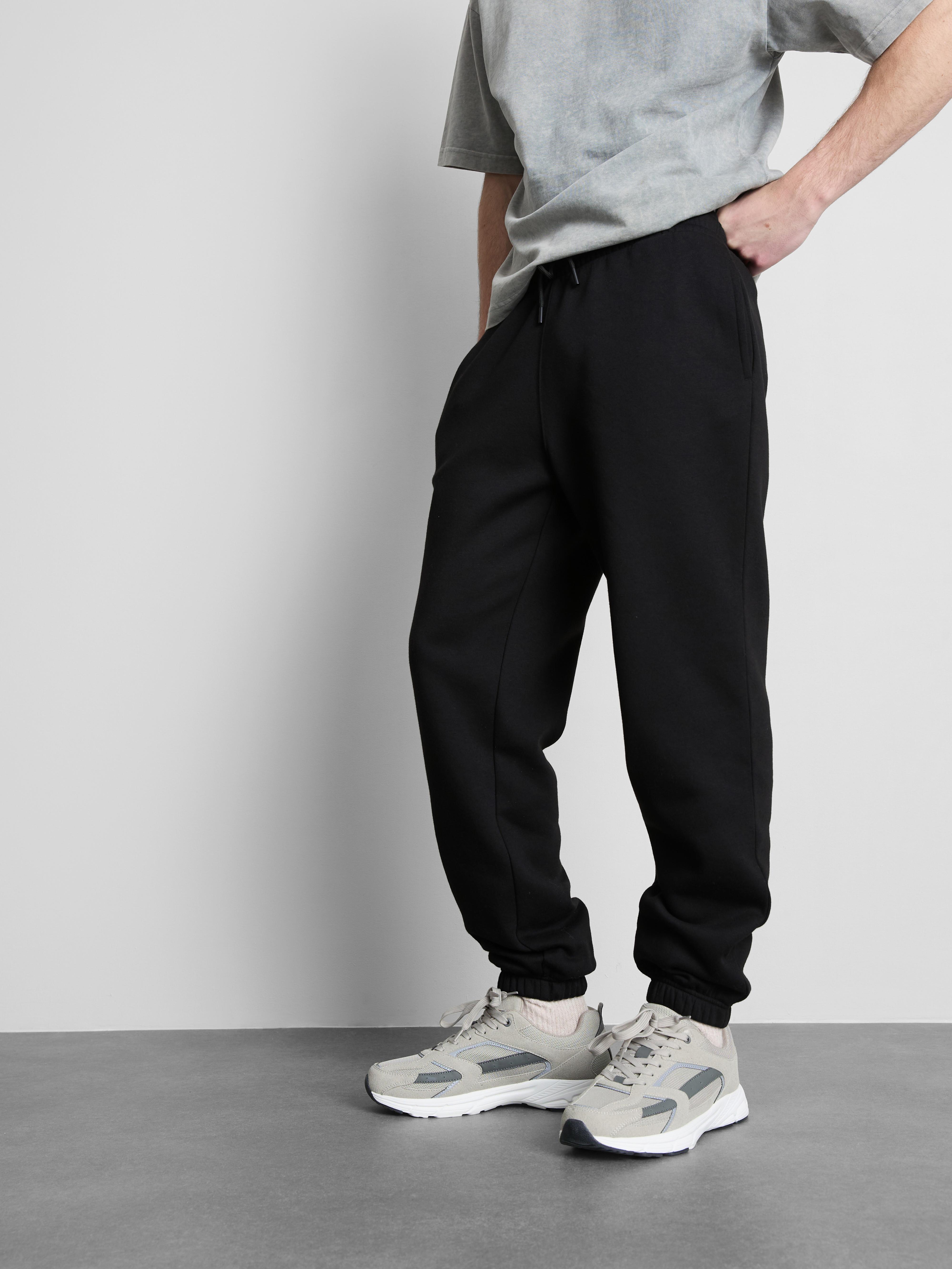 Stretch Waist Cuffed Joggers - Black