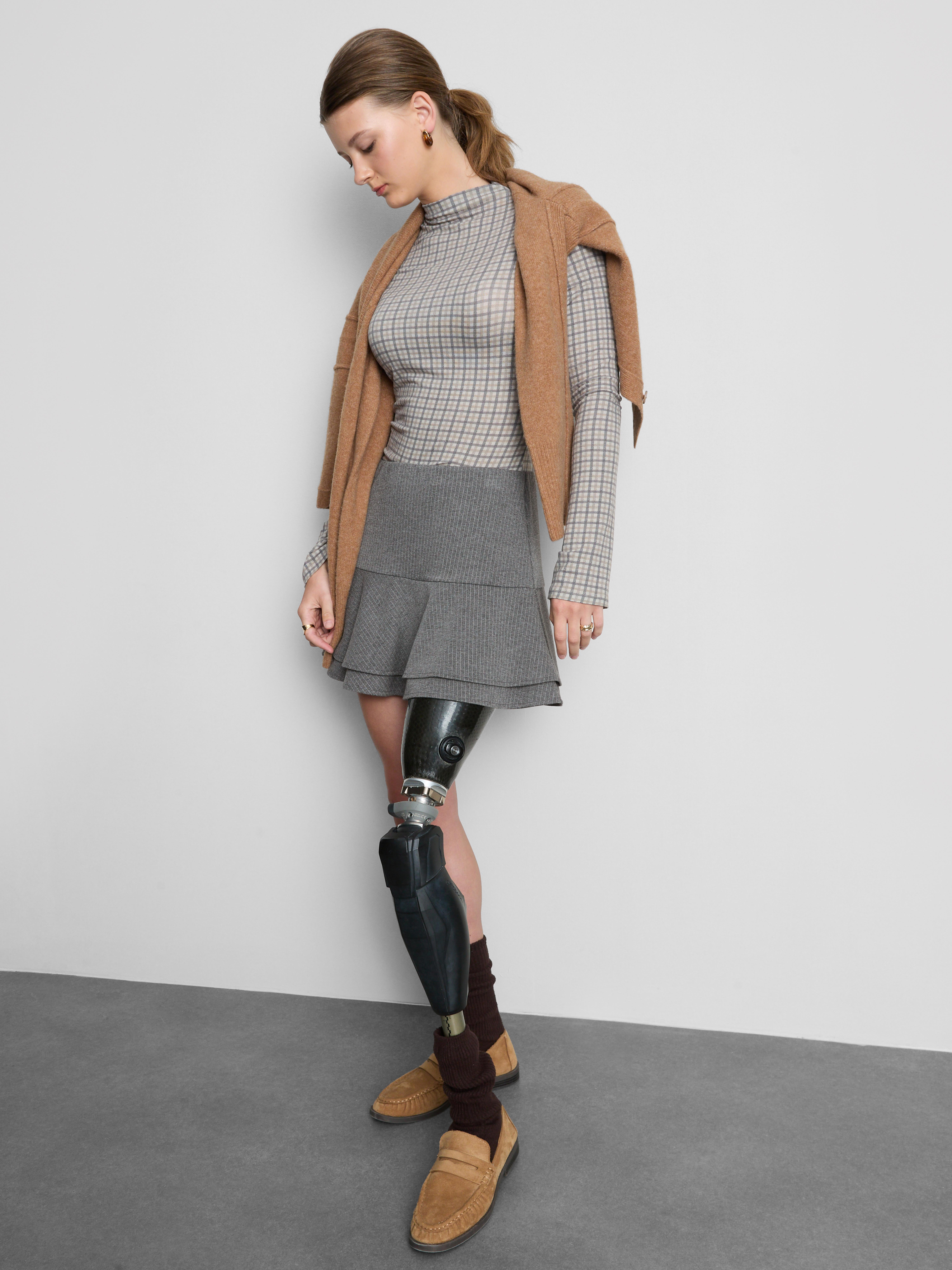 Jersey Mini Rara Skirt - Gray