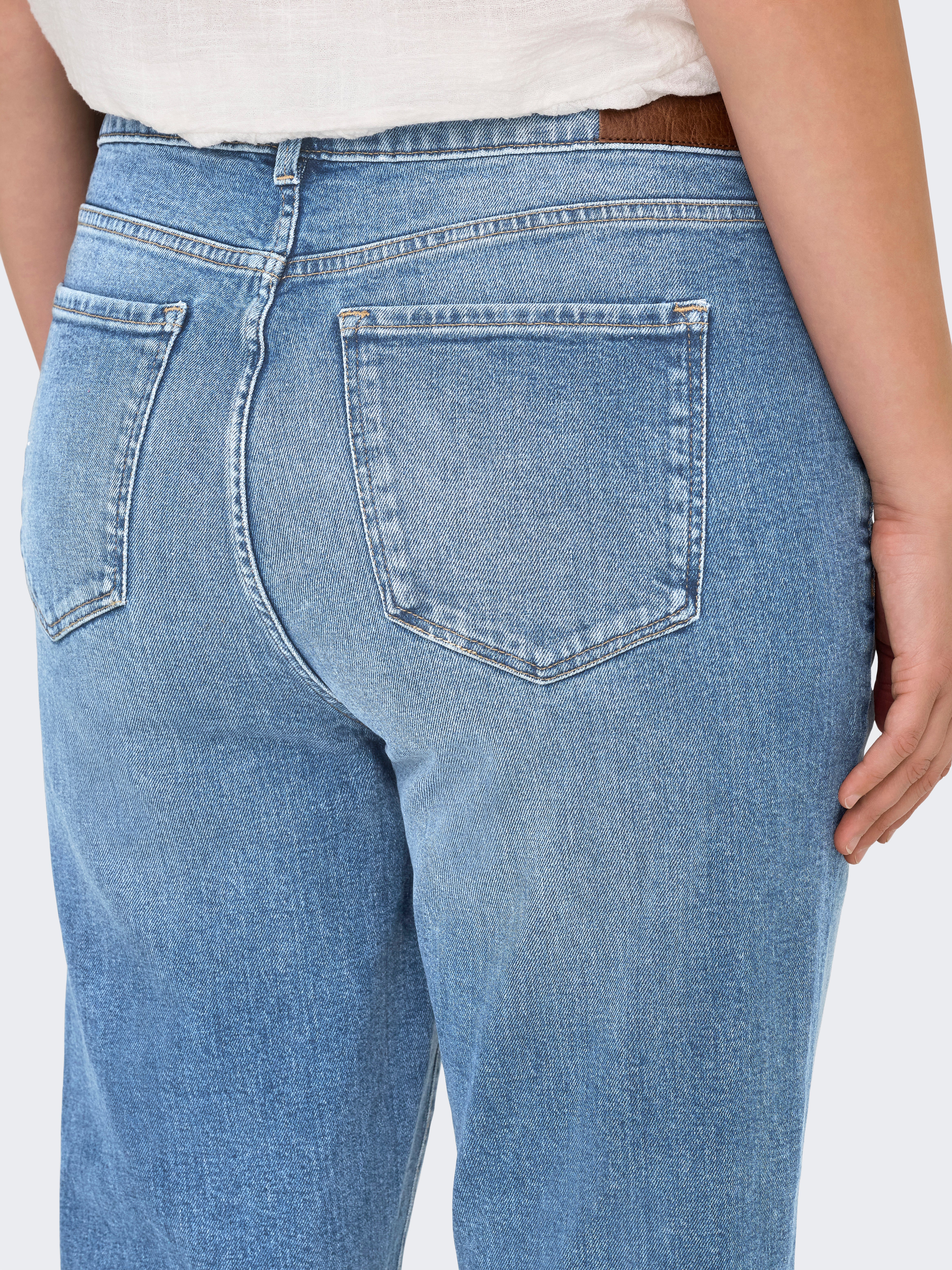 CAREMILY High waist Straight Fit Jeans Medium Blue Denim