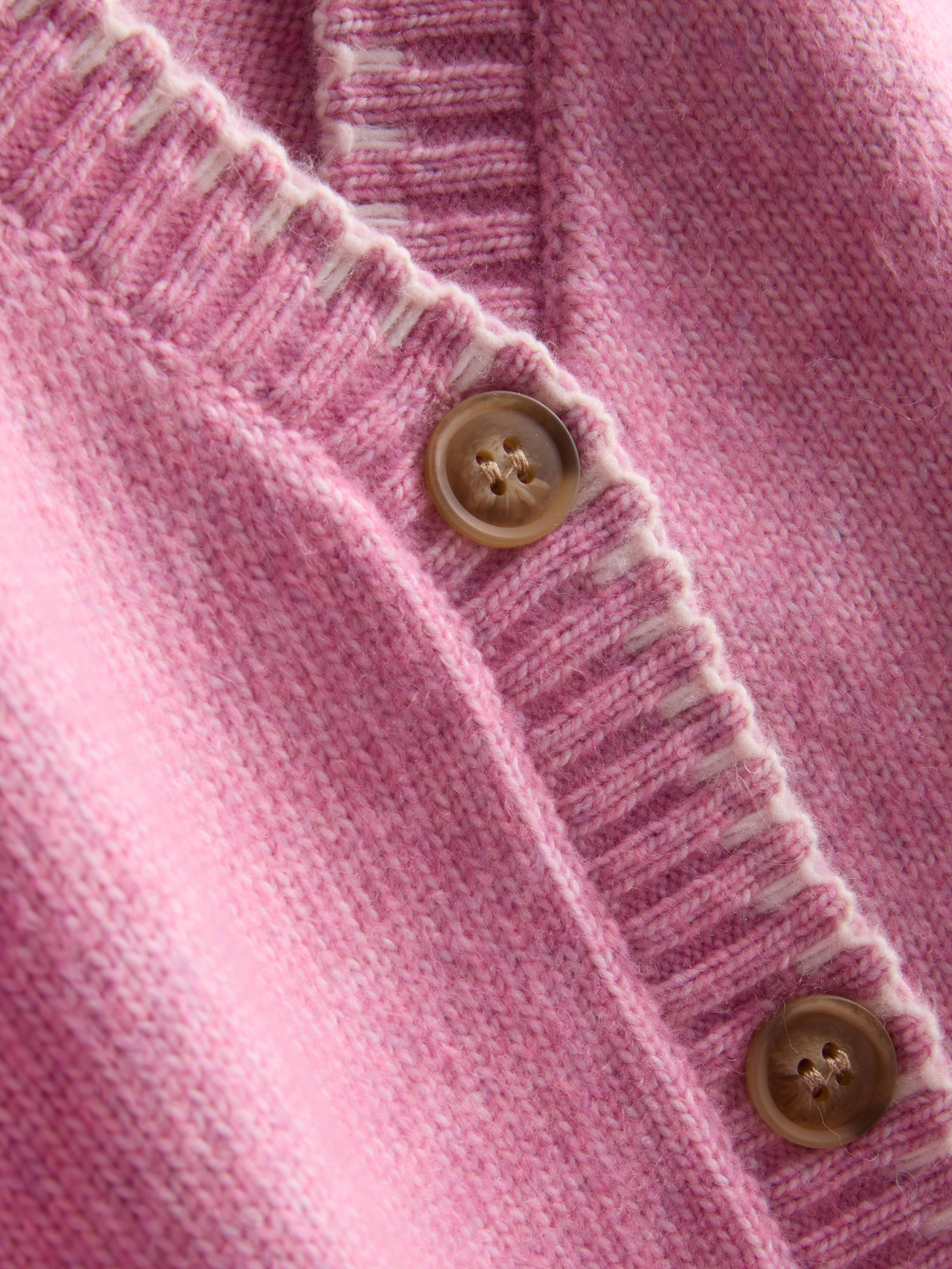 Halo Stitch V-Neck Cardigan - Pink