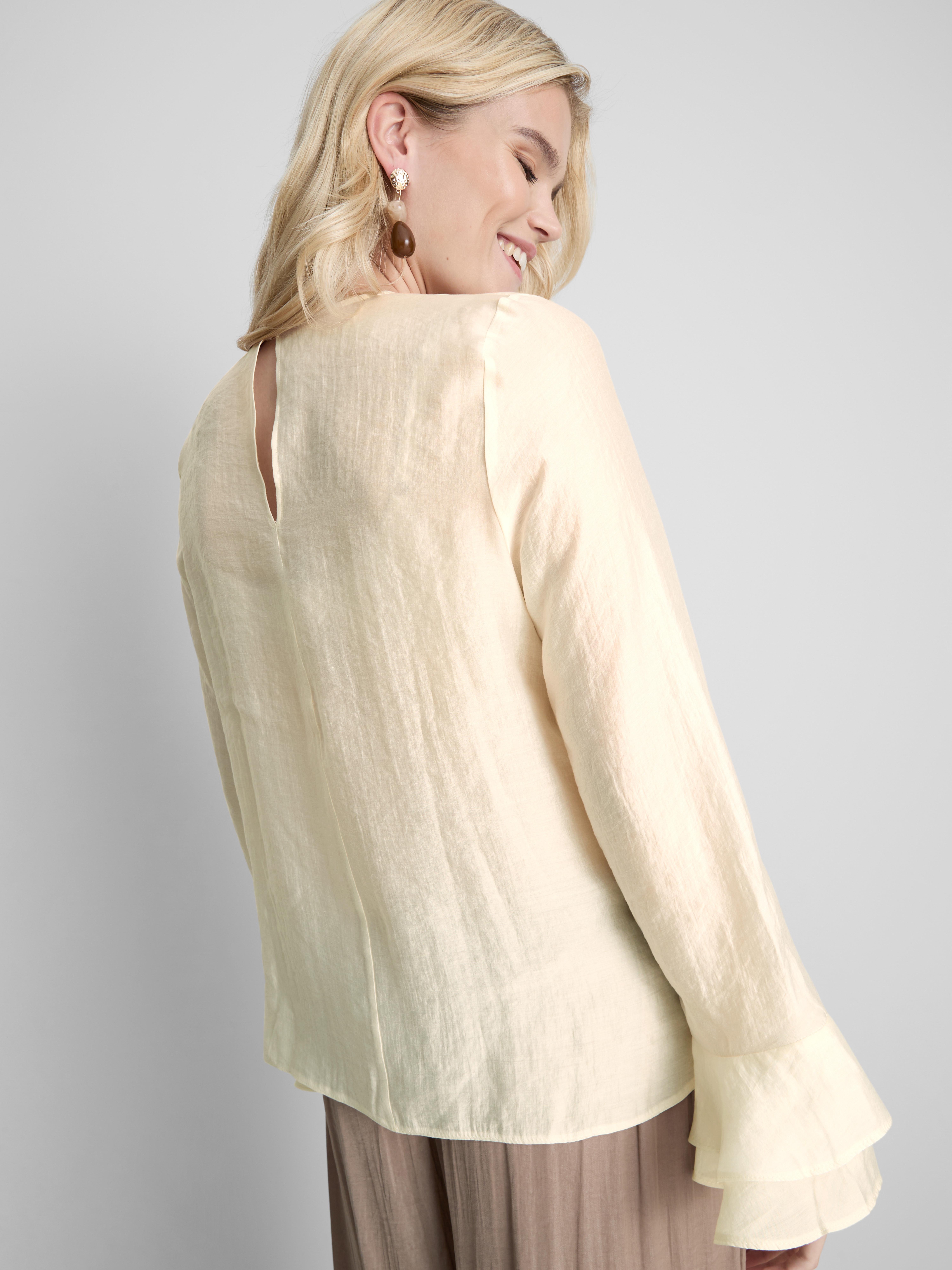 Tiered Long-Sleeve Blouse - Ivory