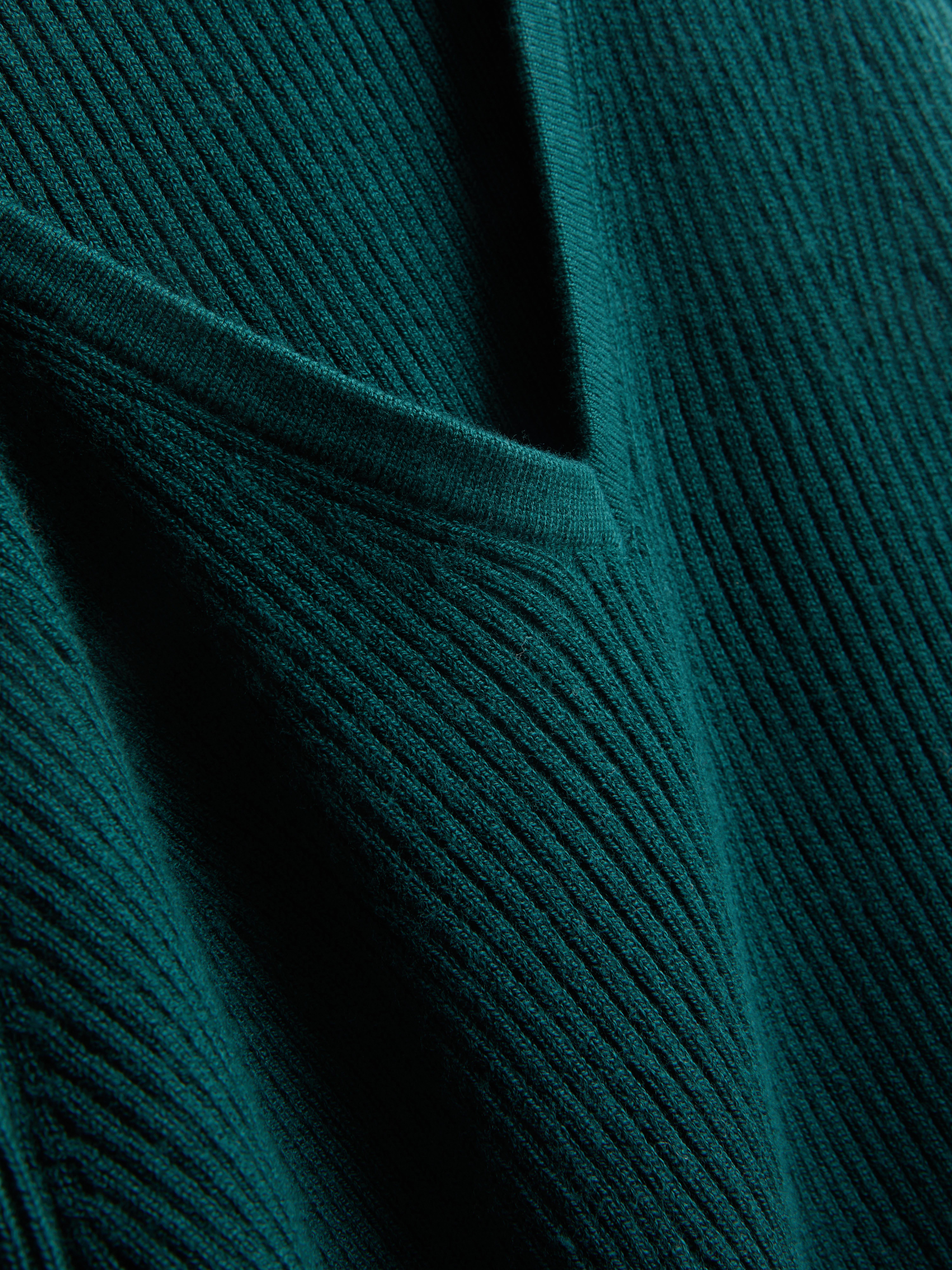 Ribbed V-Neck Sweater - Teal