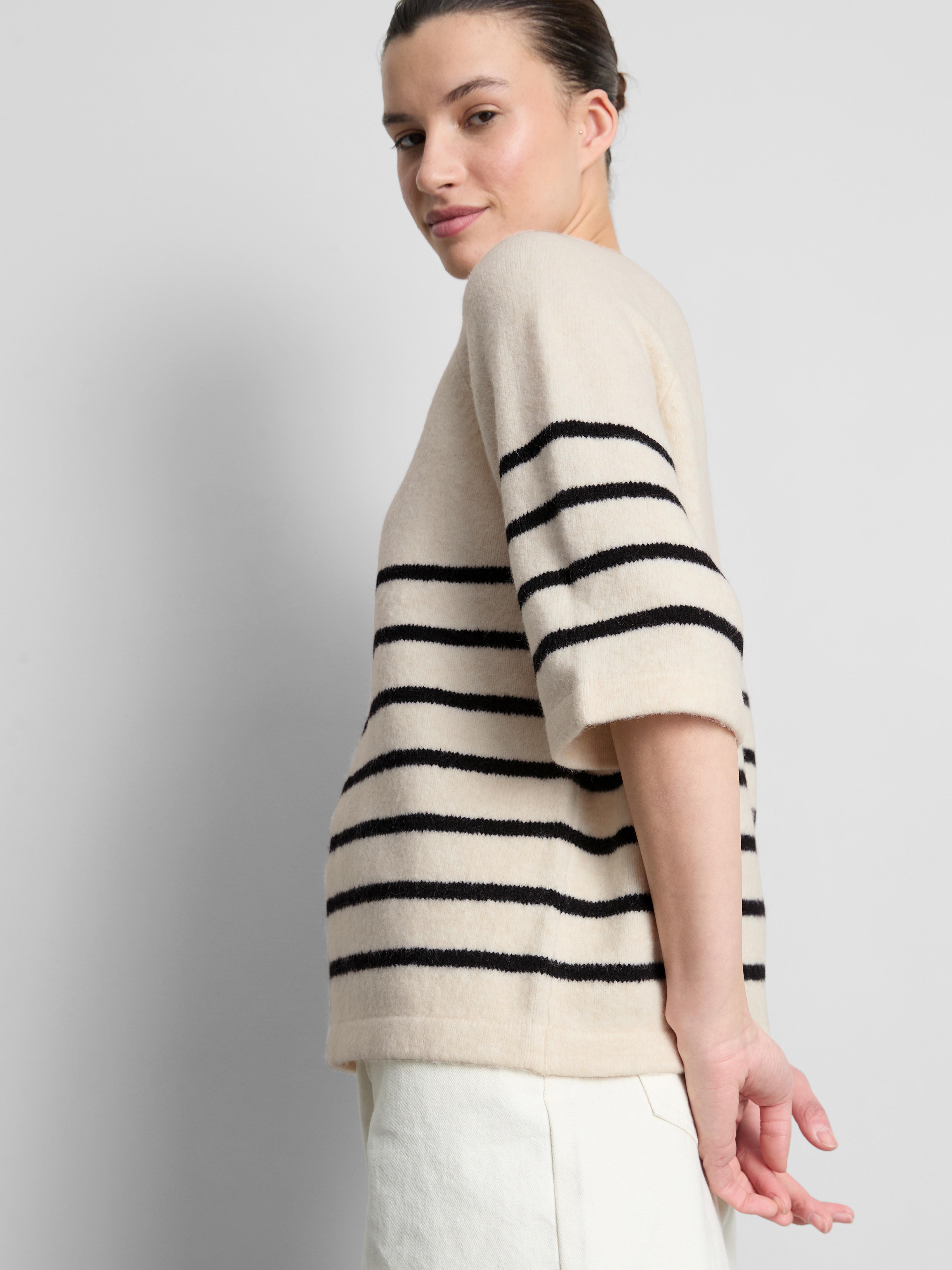 Wool-Blend Knitted Boxy T-Shirt - Ivory