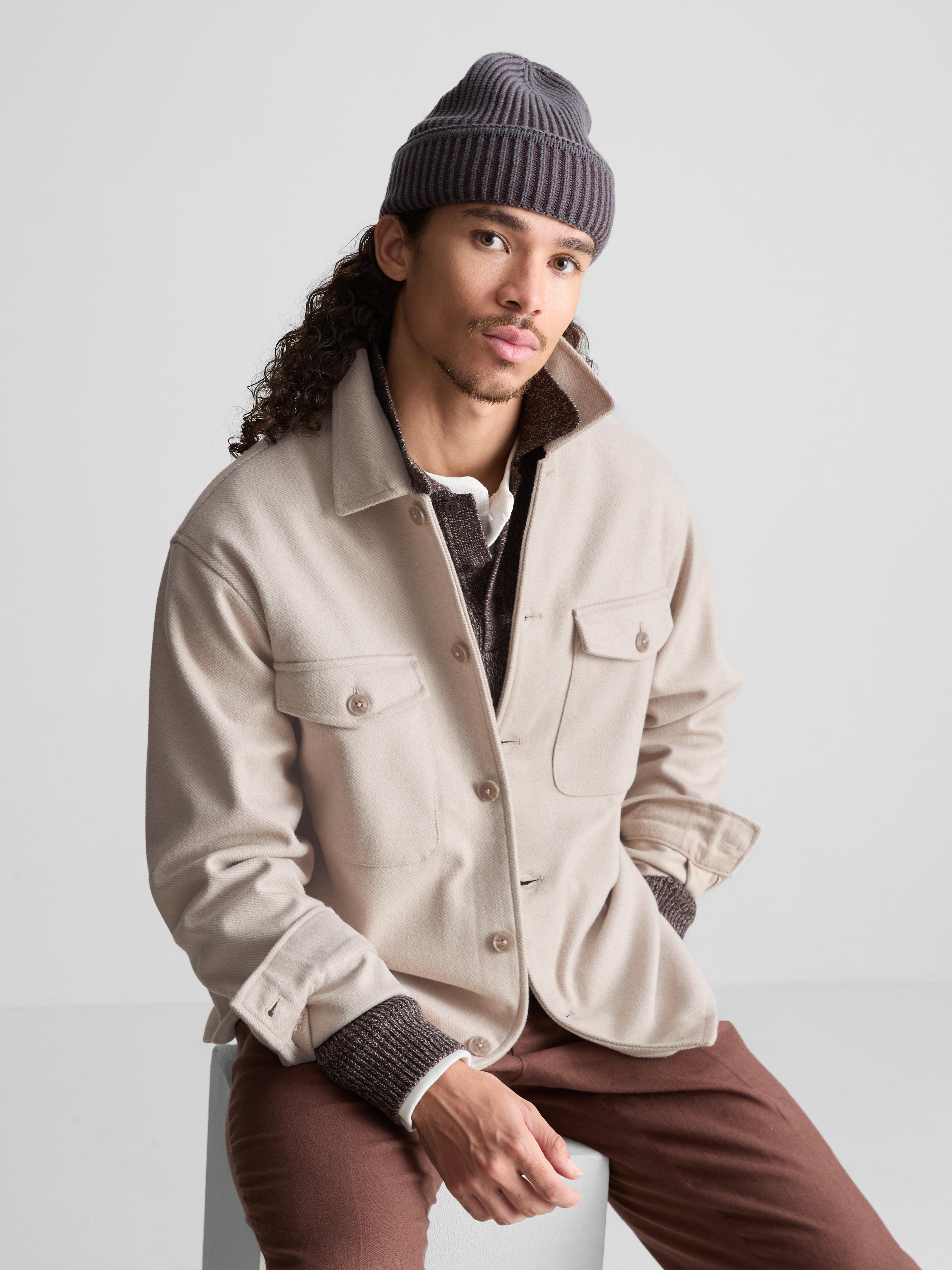 Button-Down Twill Overshirt With Chest Pockets - Ivory
