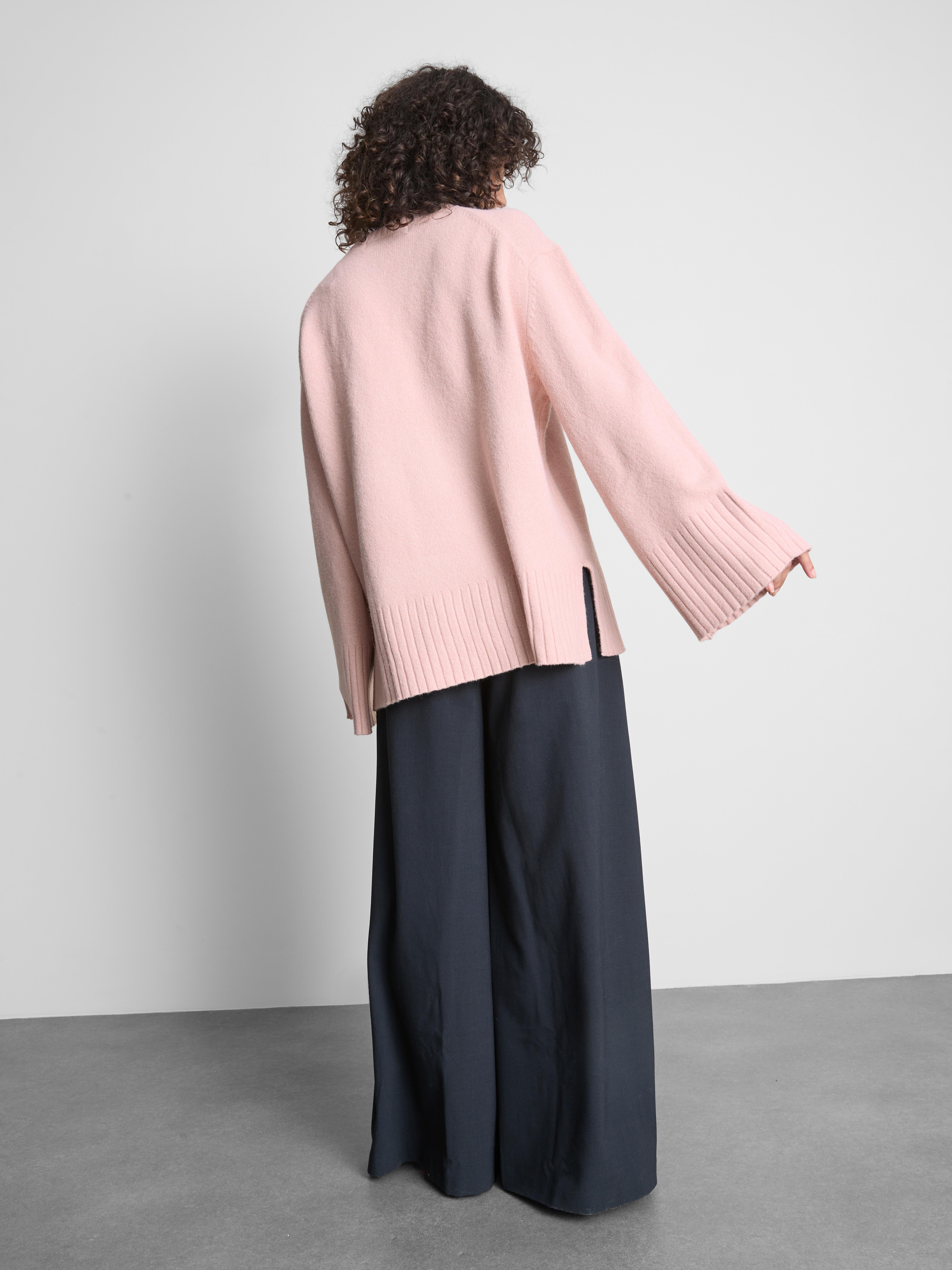 Knitted Wide-Sleeve Sweater - Blush
