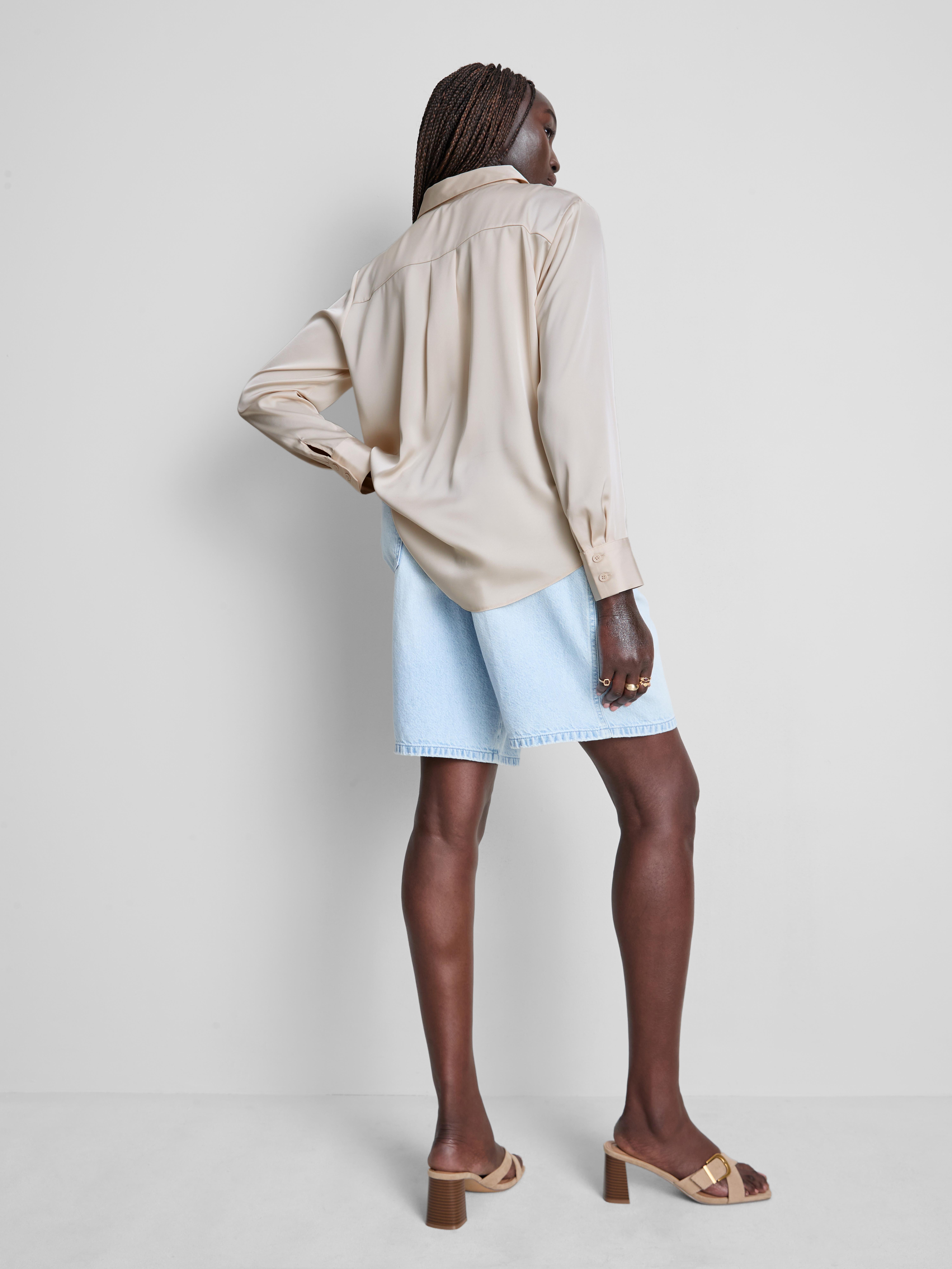 Relaxed Satin Shirt - Oyster