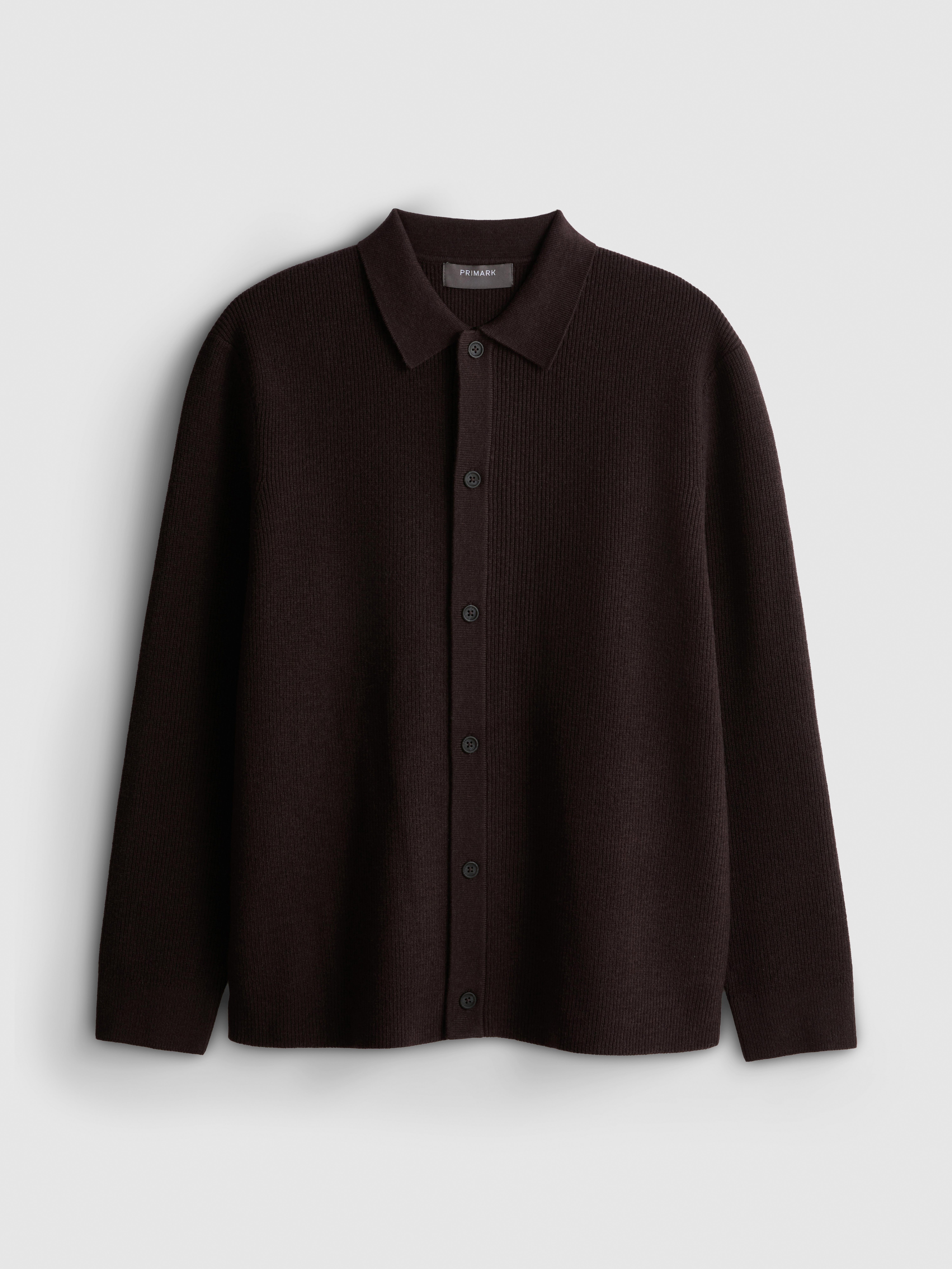 Wool Blend Knitted Cardigan - Brown