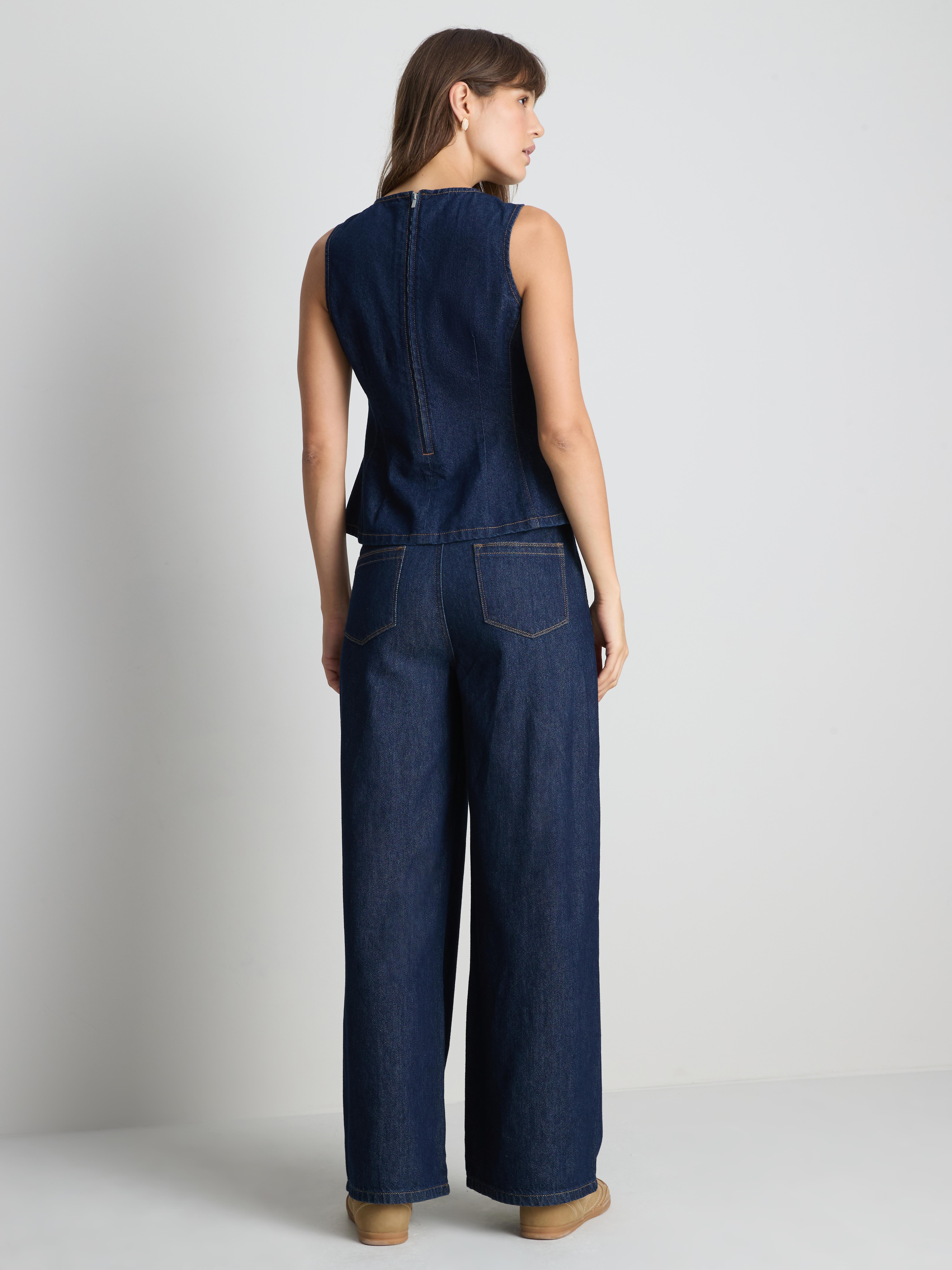 Paula Echevarría Peplum Hem Tank Top - Indigo