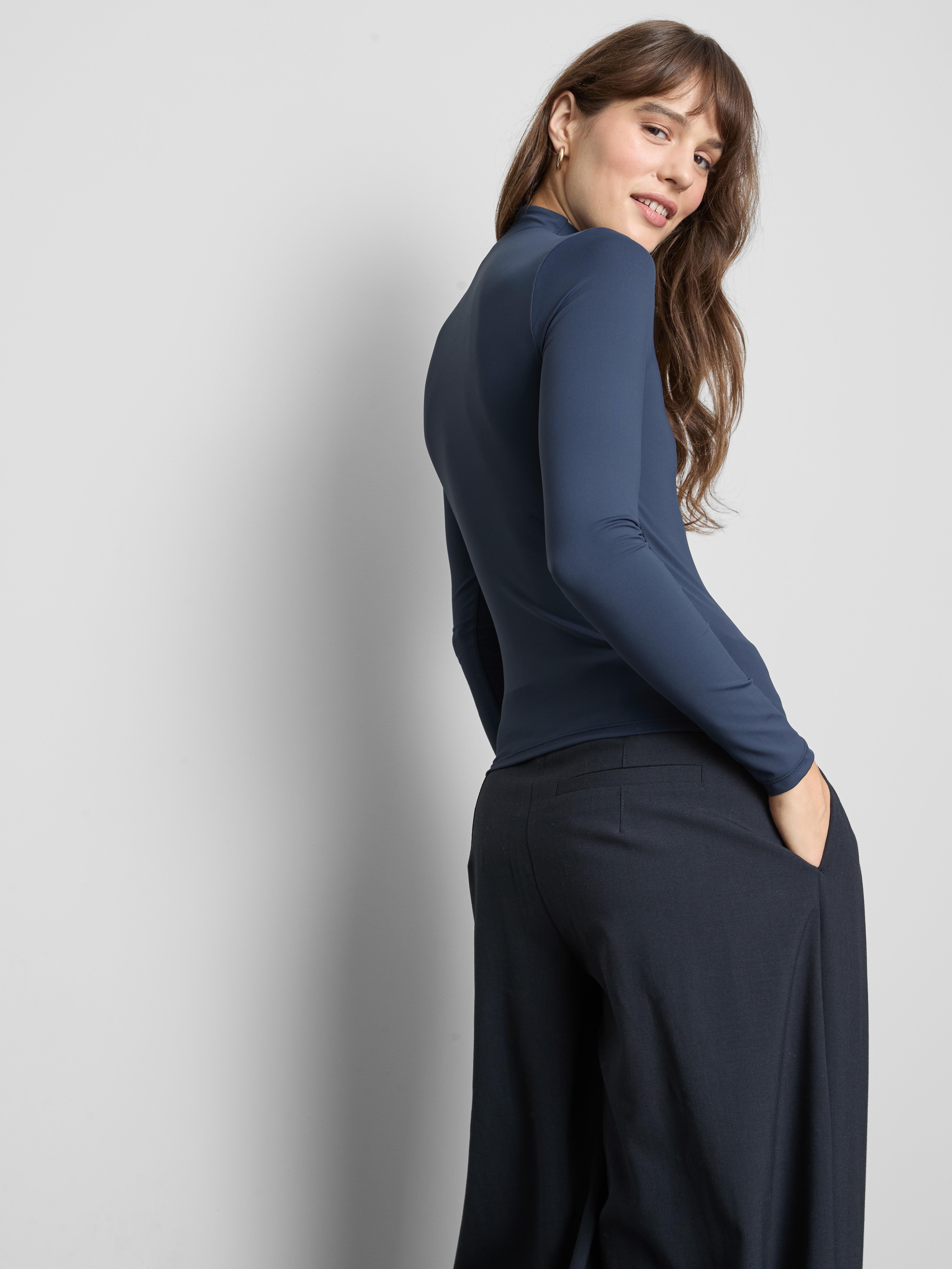 Second Skin High-Neck Long-Sleeve Top - Dark Blue