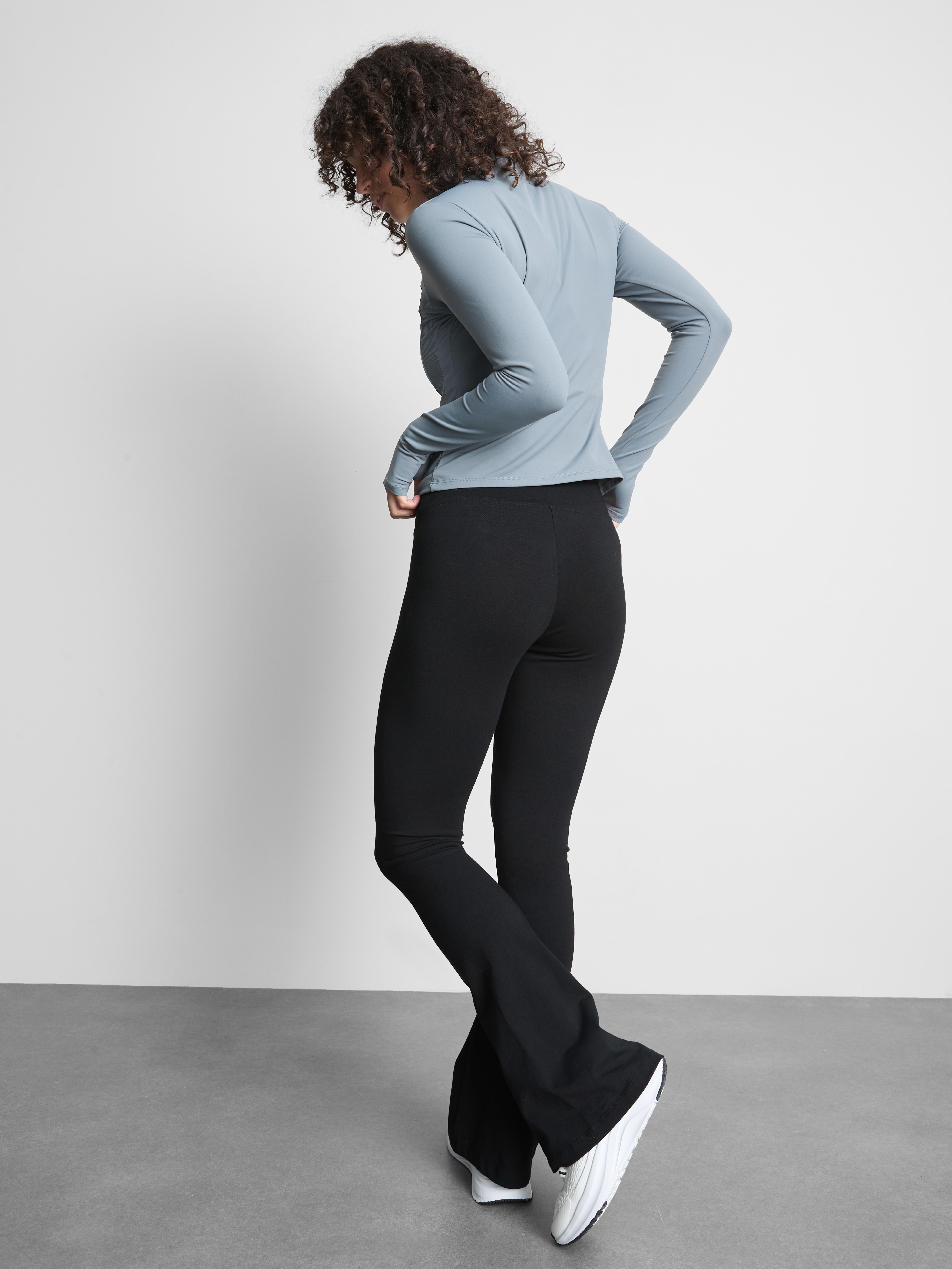 Cotton Rich Flared Leggings - Black