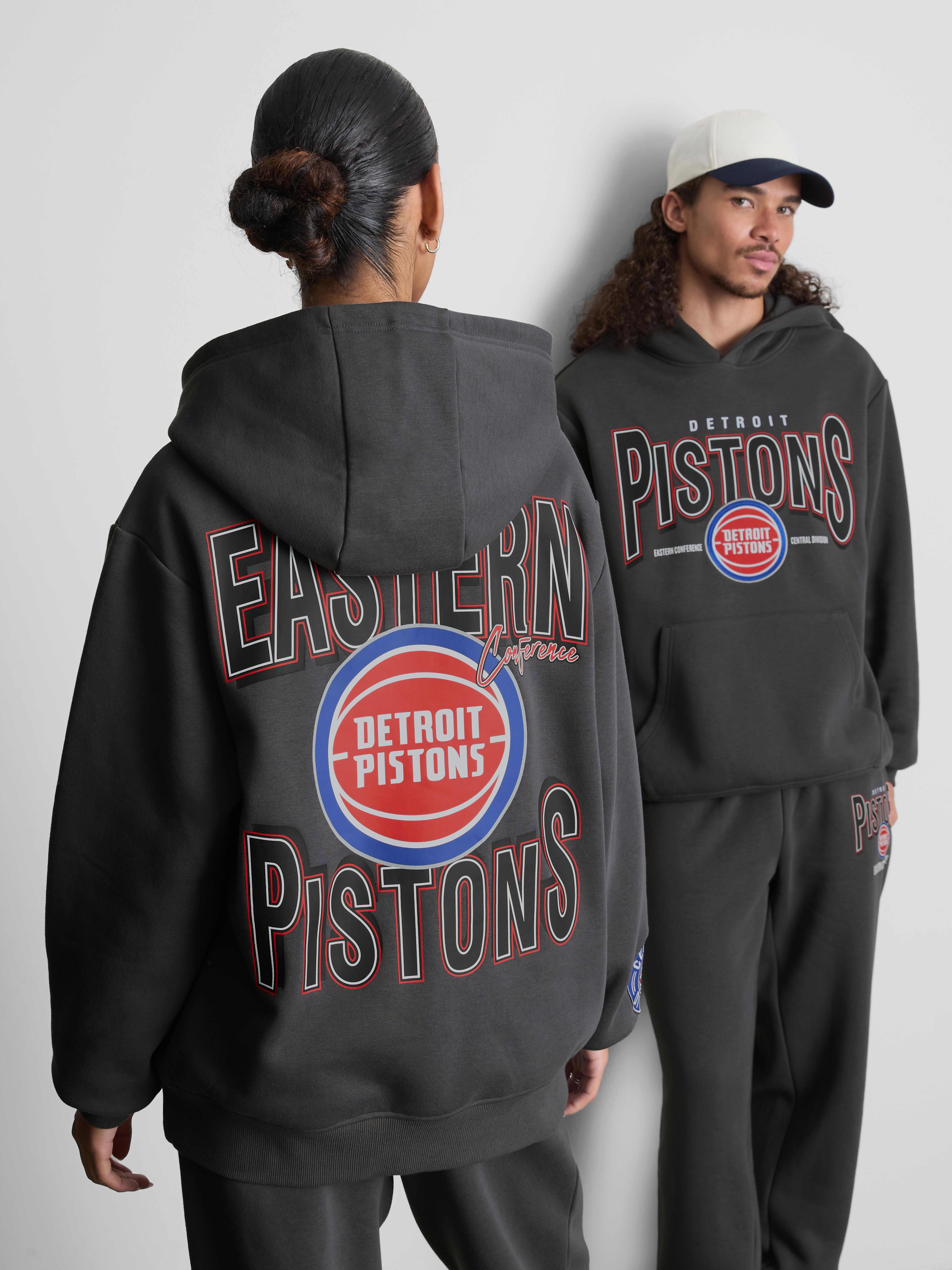 NBA Detroit Pistons Cotton-Rich Hoodie - Charcoal