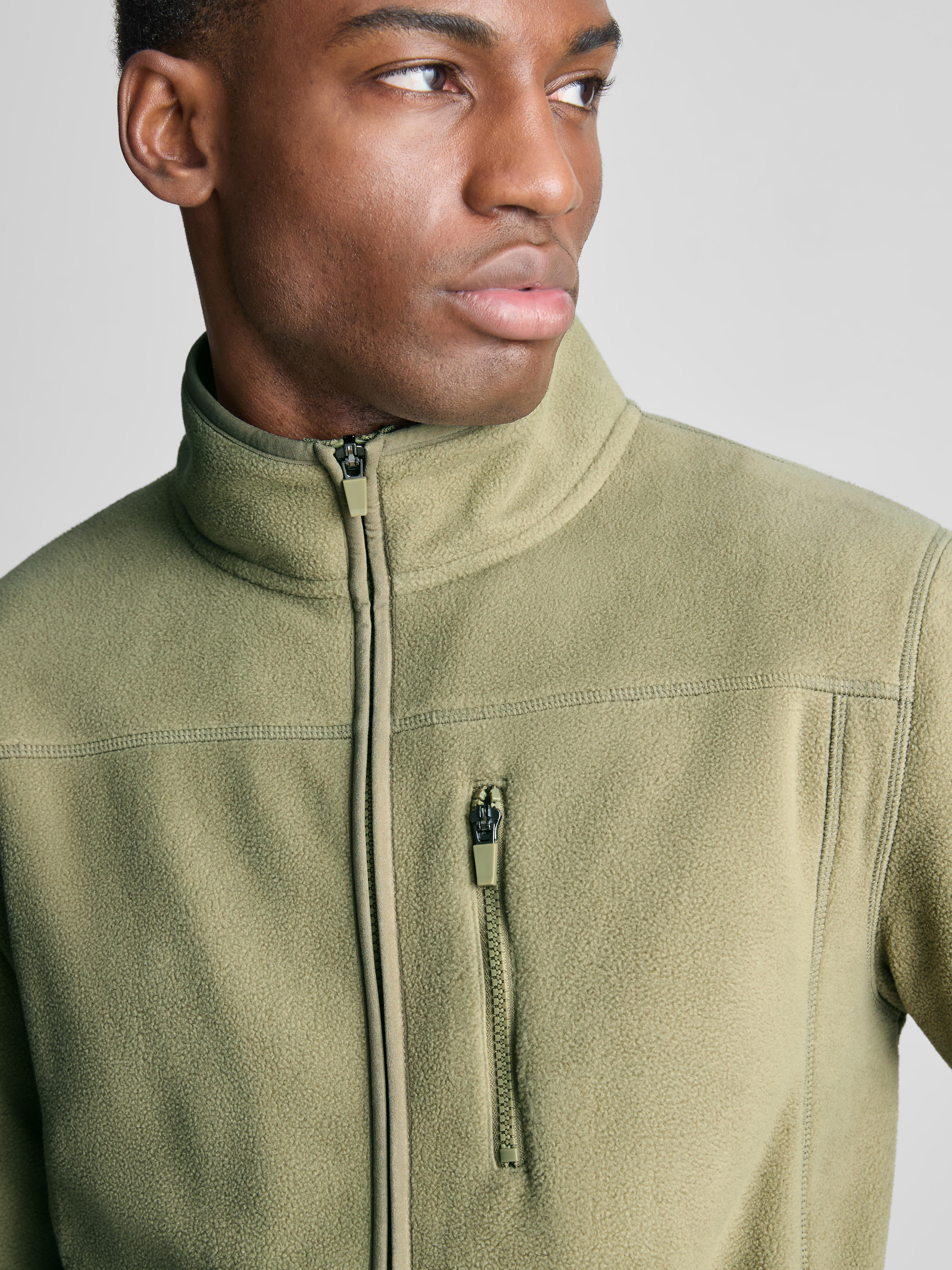 Zip-Up Fleece Jacket - Olive